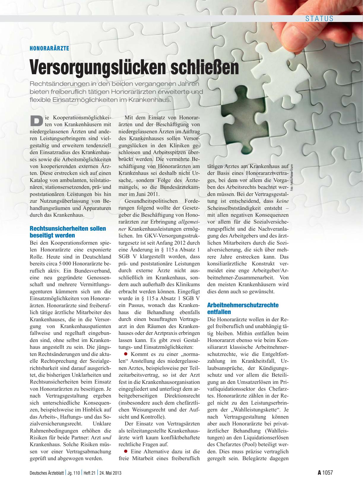 Vorschauseite 1: Honorarärzte: Versorgungslücken schließen