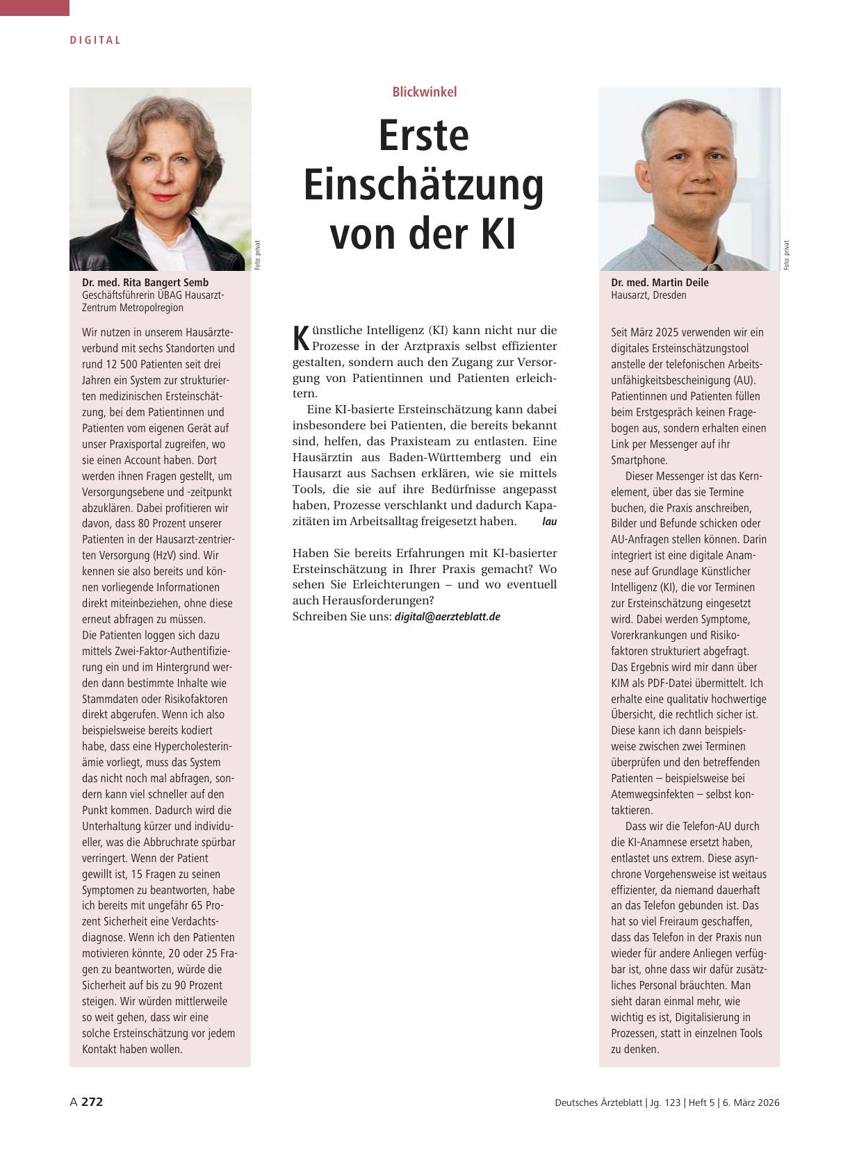 Vorschauseite 1: Blickwinkel: Erste Einschätzung von der KI