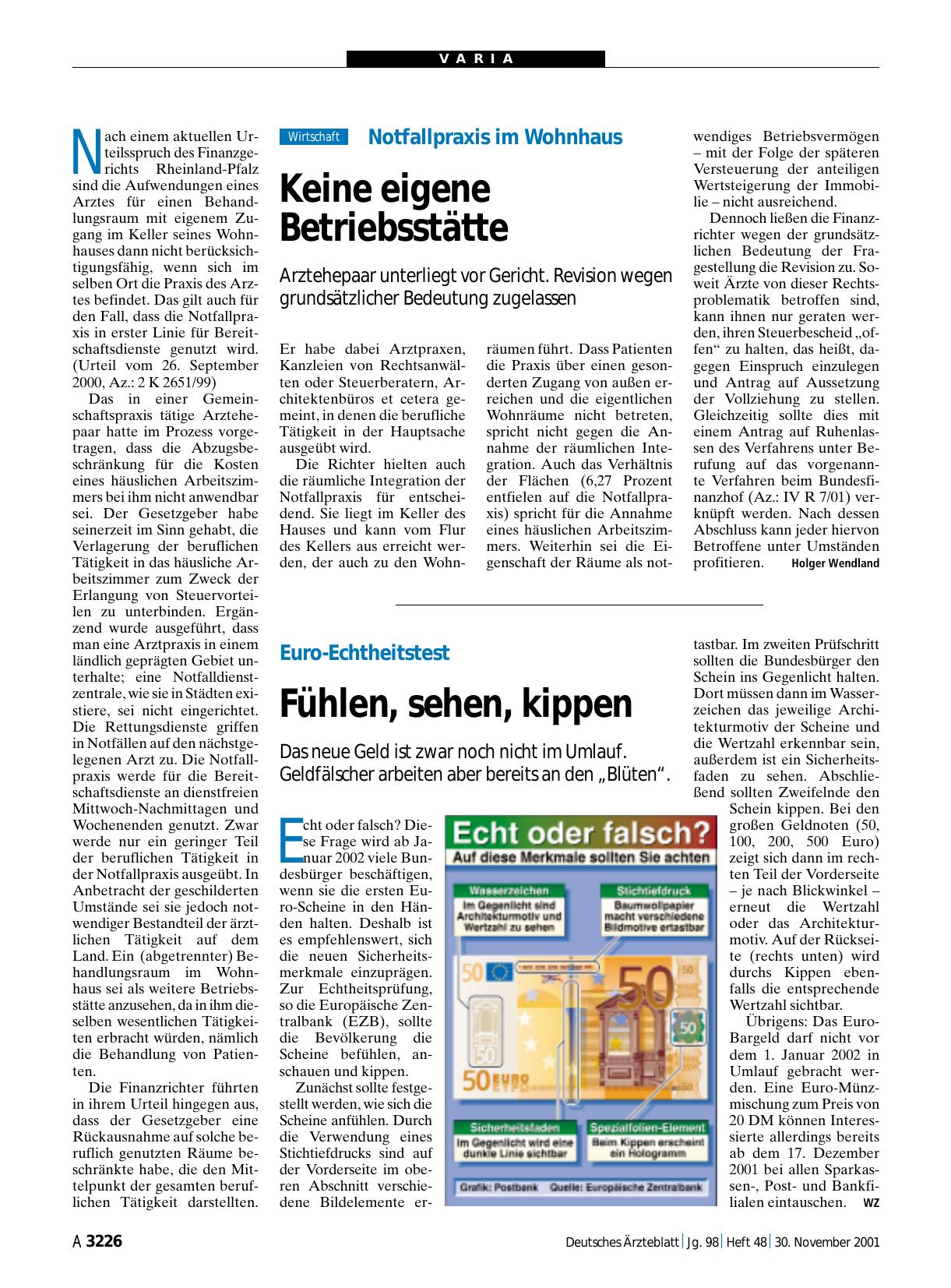 Vorschauseite 1: Notfallpraxis im Wohnhaus: Keine eigene Betriebsstätte