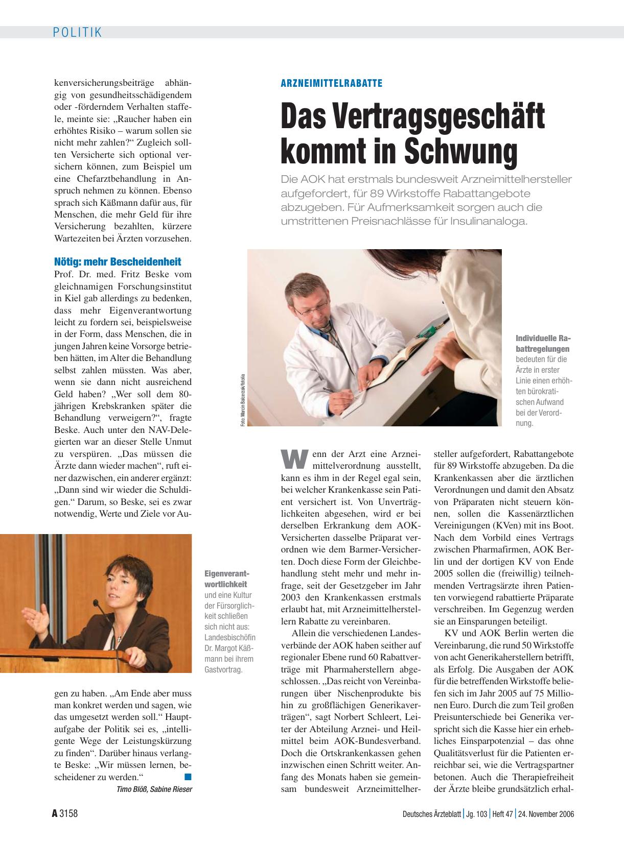 Vorschauseite 1: Arzneimittelrabatte: Das Vertragsgeschäft kommt in Schwung