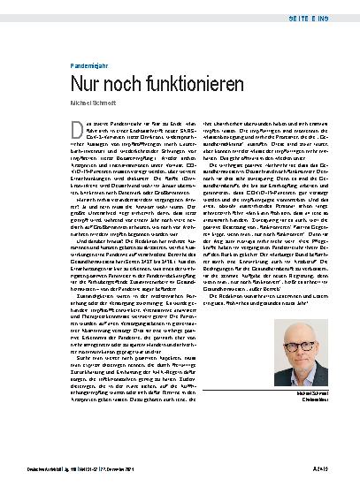 Vorschauseite 1: Pandemiejahr: Nur noch funktionieren