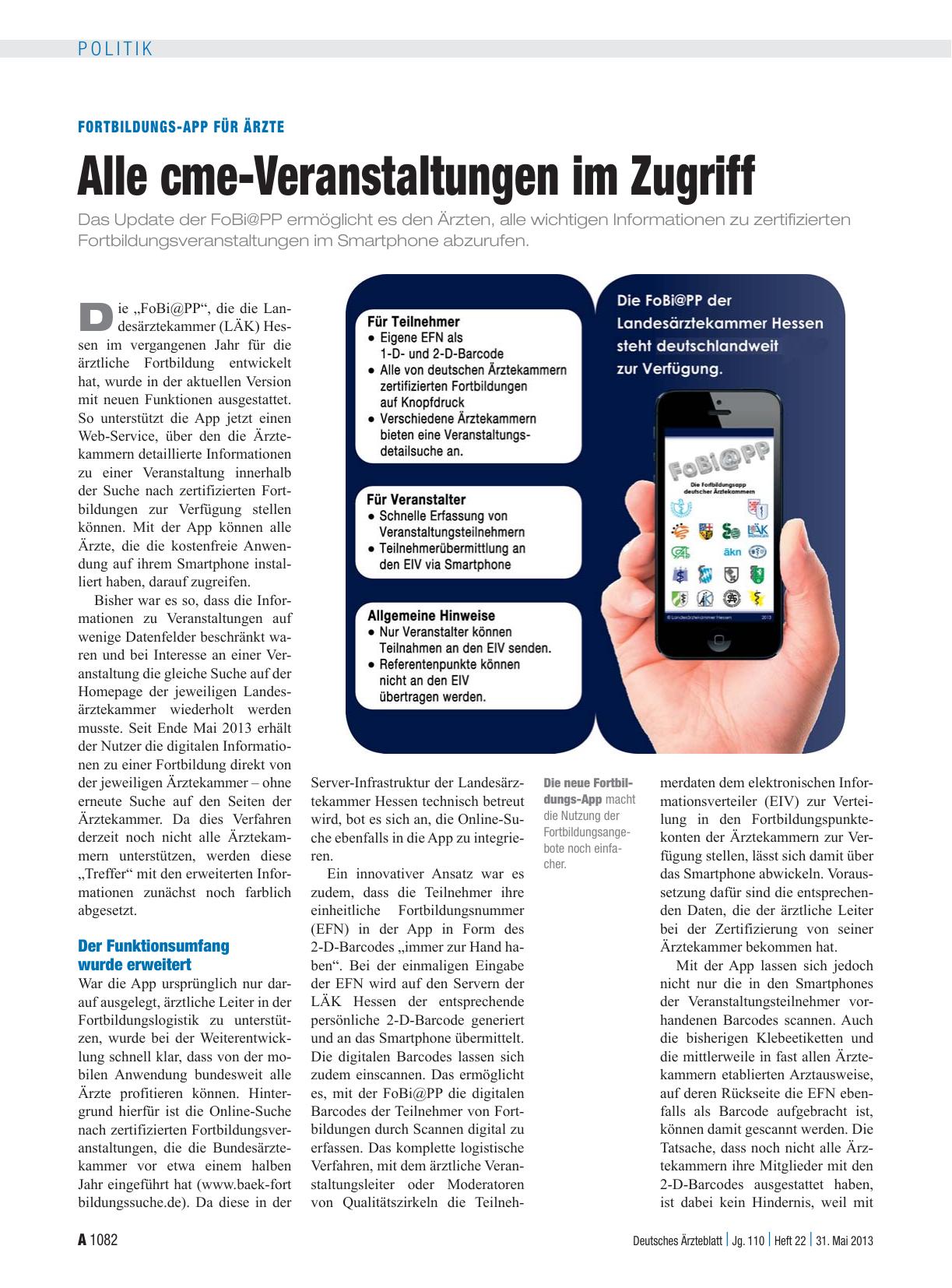 Vorschauseite 1: Fortbildungs-App für Ärzte: Alle cme-Veranstaltungen im Zugriff