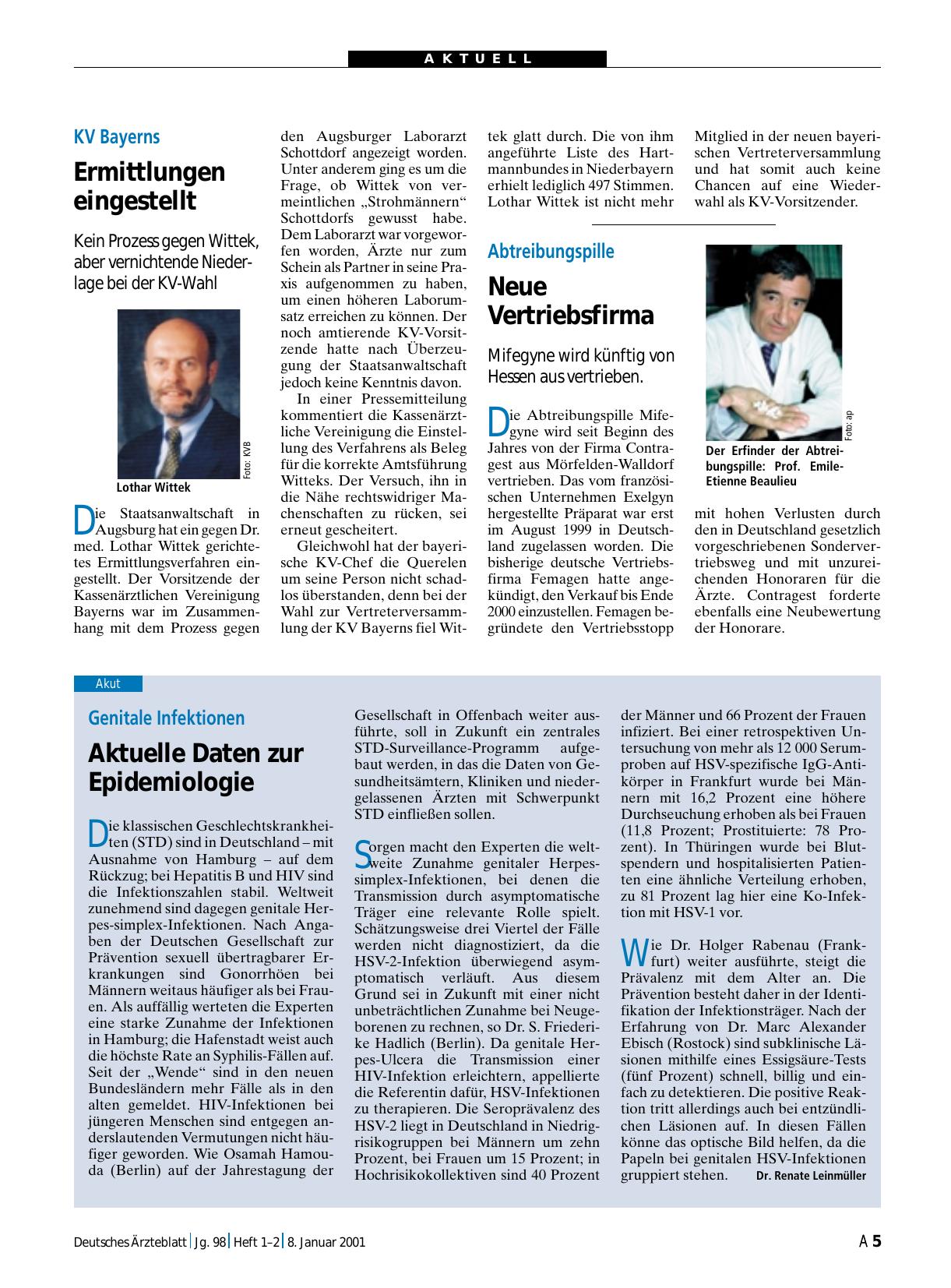 Vorschauseite 1: Abtreibungspille: Neue Vertriebsfirma