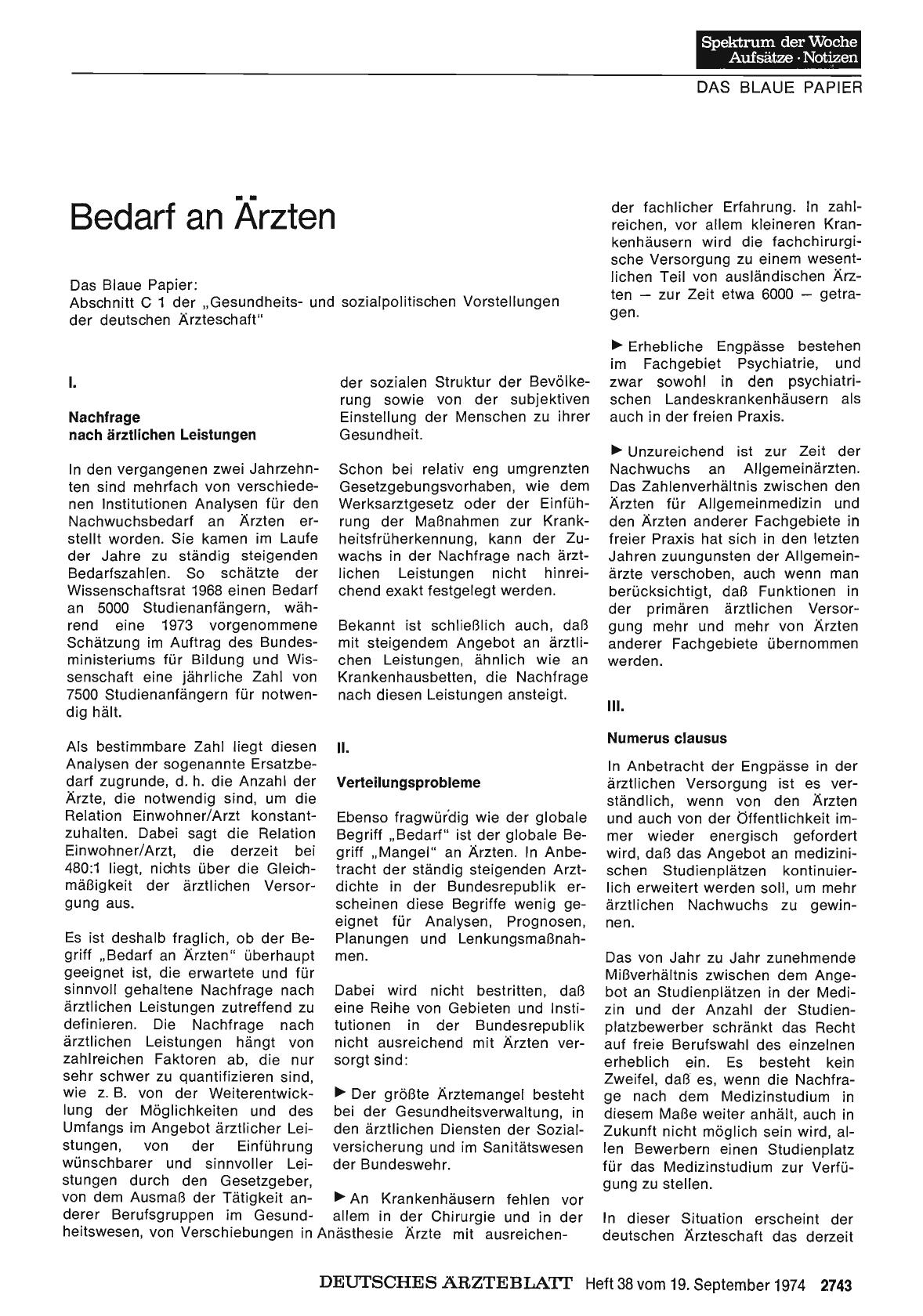 Vorschauseite 1: Bedarf an Ärzten