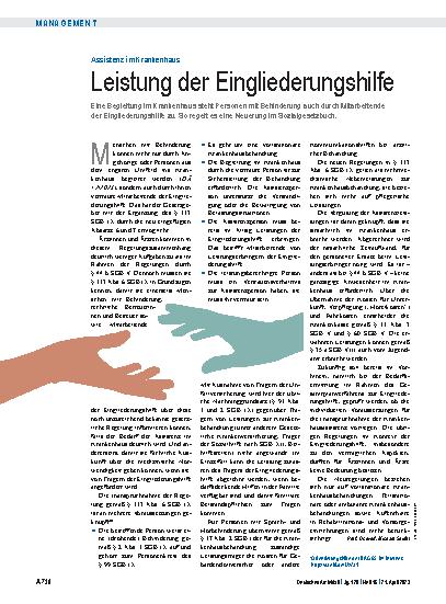 Vorschauseite 1: Assistenz im Krankenhaus: Leistung der Eingliederungshilfe