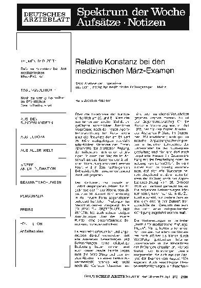 Vorschauseite 1: Relative Konstanz bei den medizinischen März-Examen
