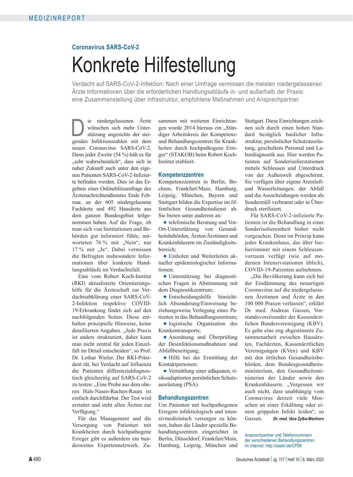 Vorschauseite 1: Coronavirus SARS-CoV-2: Konkrete Hilfestellung