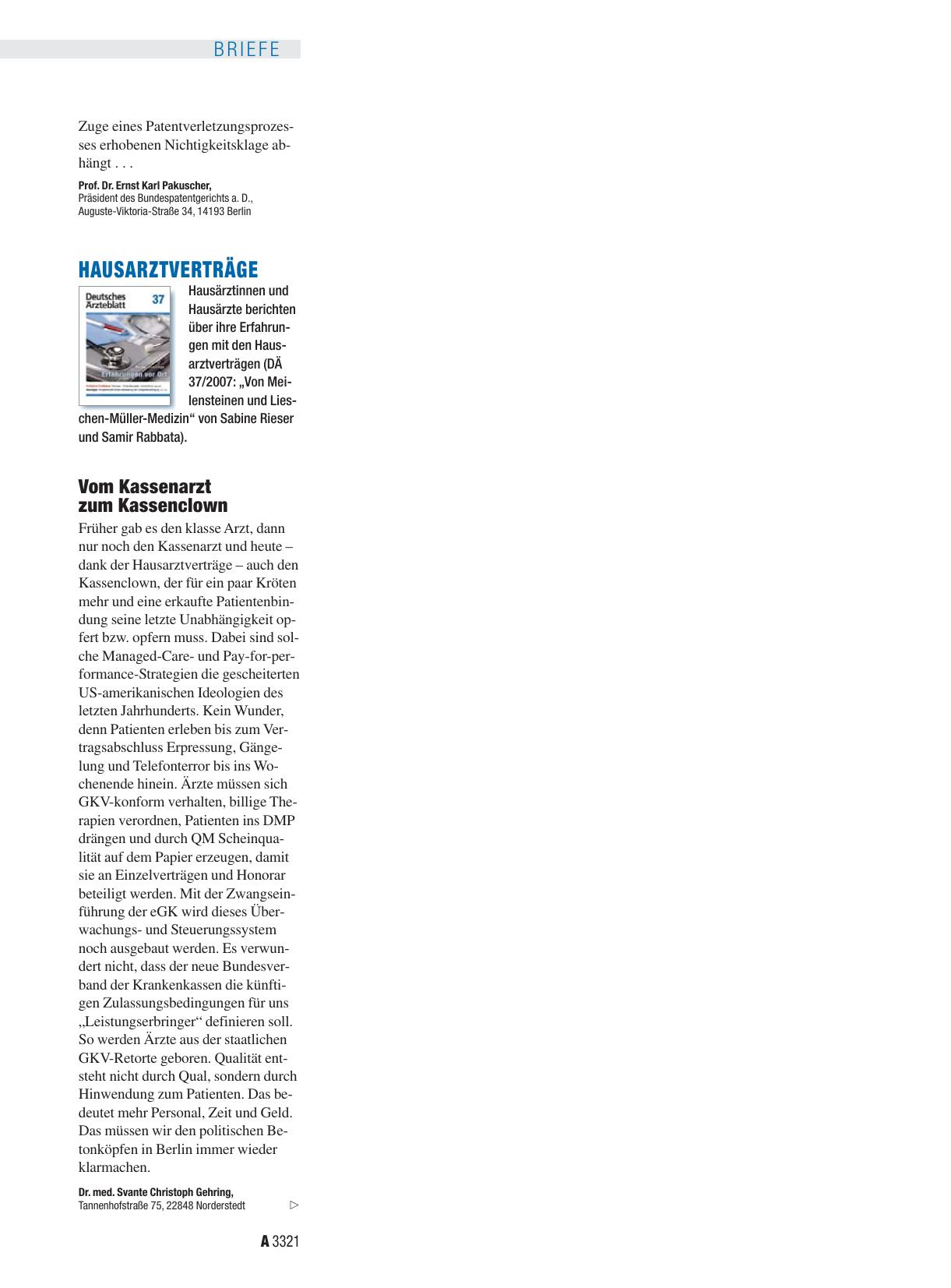 Vorschauseite 1: Hausarztverträge: Vom Kassenarzt zum Kassenclown