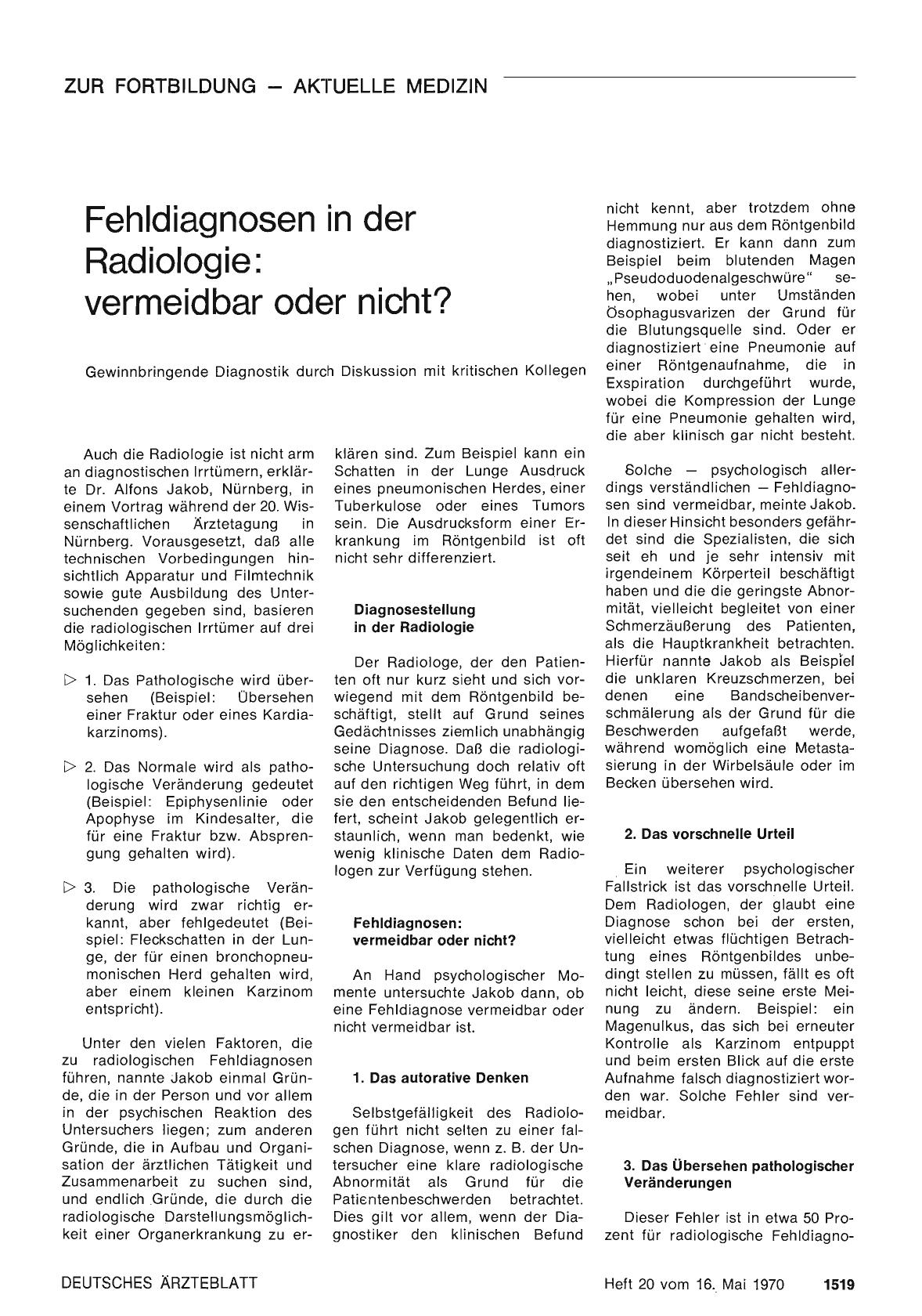Vorschauseite 1: Fehldiagnosen in der Radiologie: vermeidbar oder nicht?