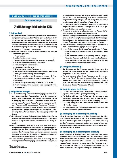Vorschauseite 1: Zertifizierungsrichtlinie der KBV