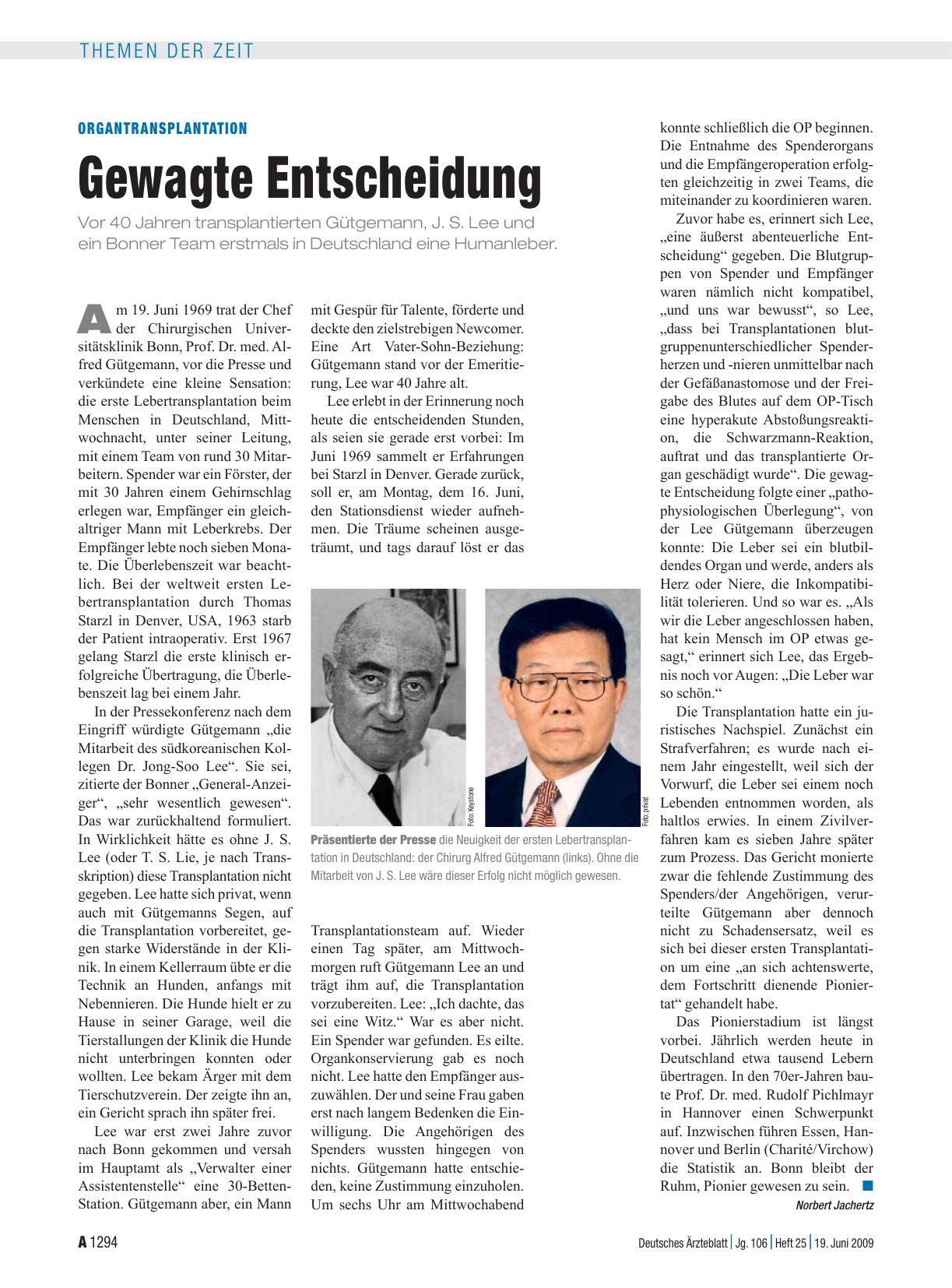 Vorschauseite 1: Organtransplantation: Gewagte Entscheidung