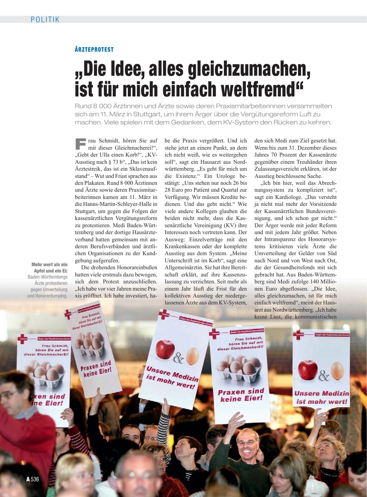Vorschauseite 1: Ärzteprotest: „Die Idee, alles gleichzumachen, ist für mich einfach weltfremd“