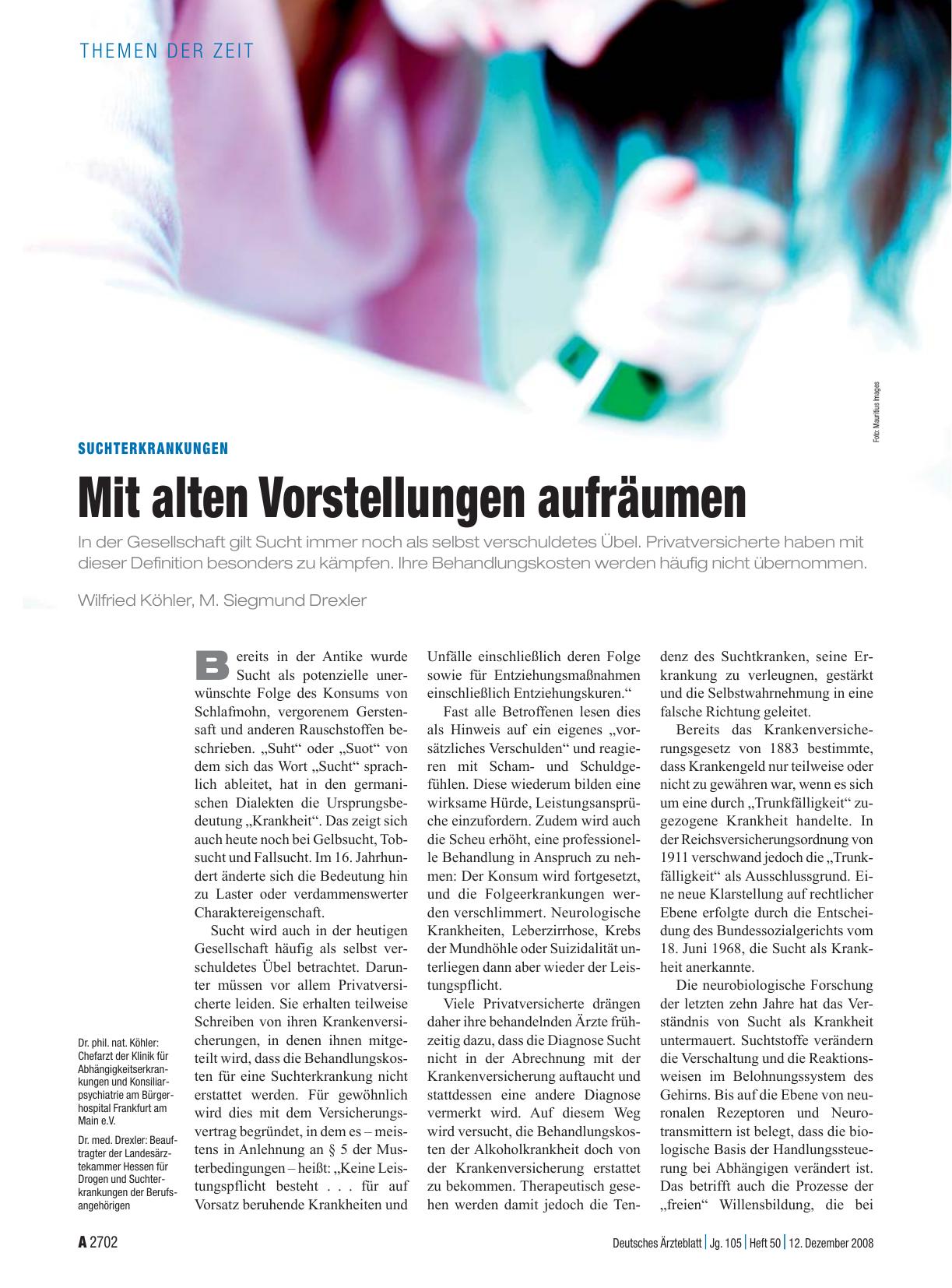 Vorschauseite 1: Suchterkrankungen: Mit alten Vorstellungen aufräumen