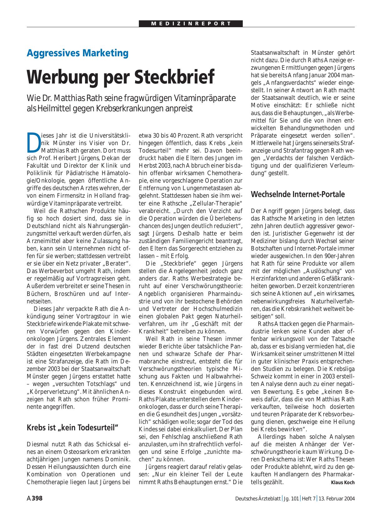 Vorschauseite 1: Aggressives Marketing: Werbung per Steckbrief