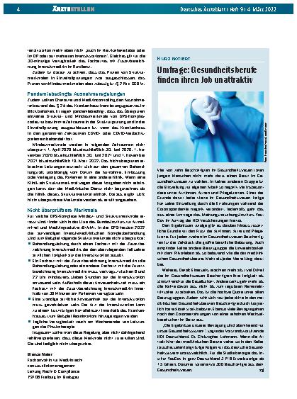 Vorschauseite 1: Umfrage: Gesundheitsberufe finden ihren Job unattraktiv