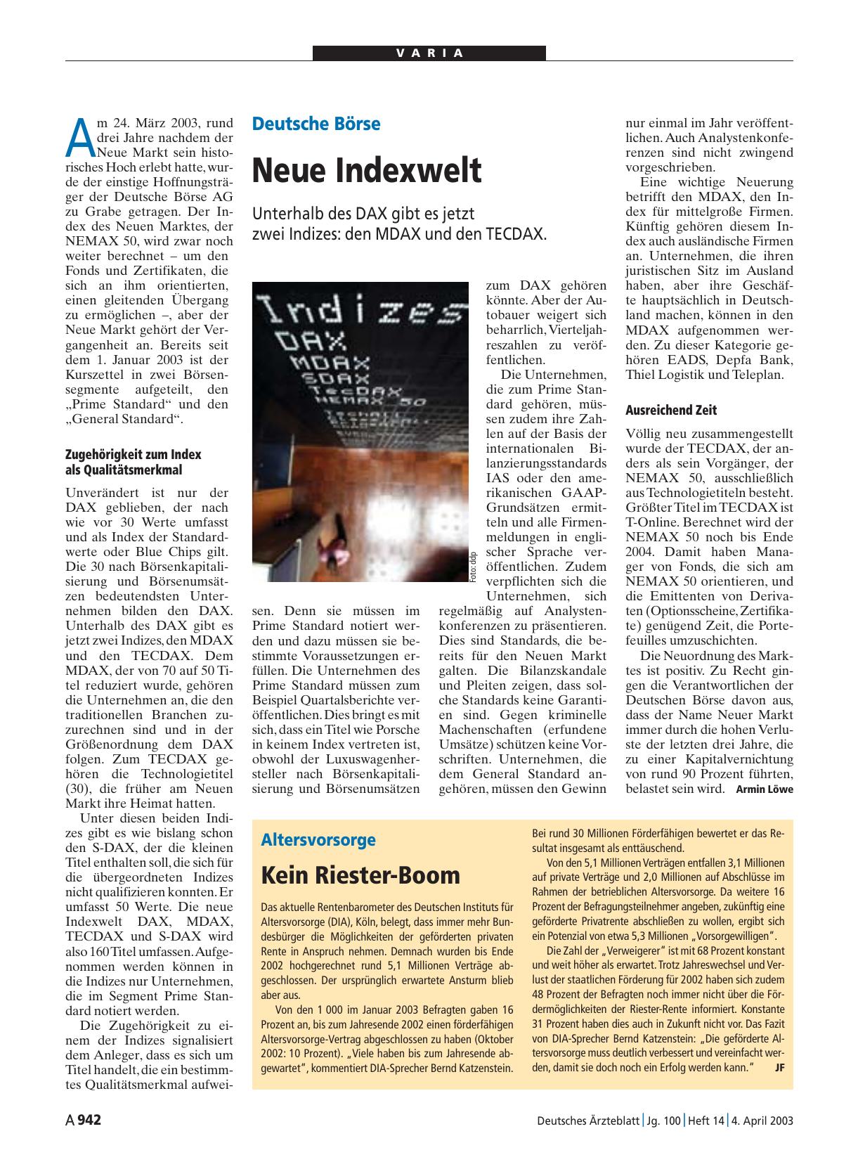 Vorschauseite 1: Altersvorsorge: Kein Riester-Boom
