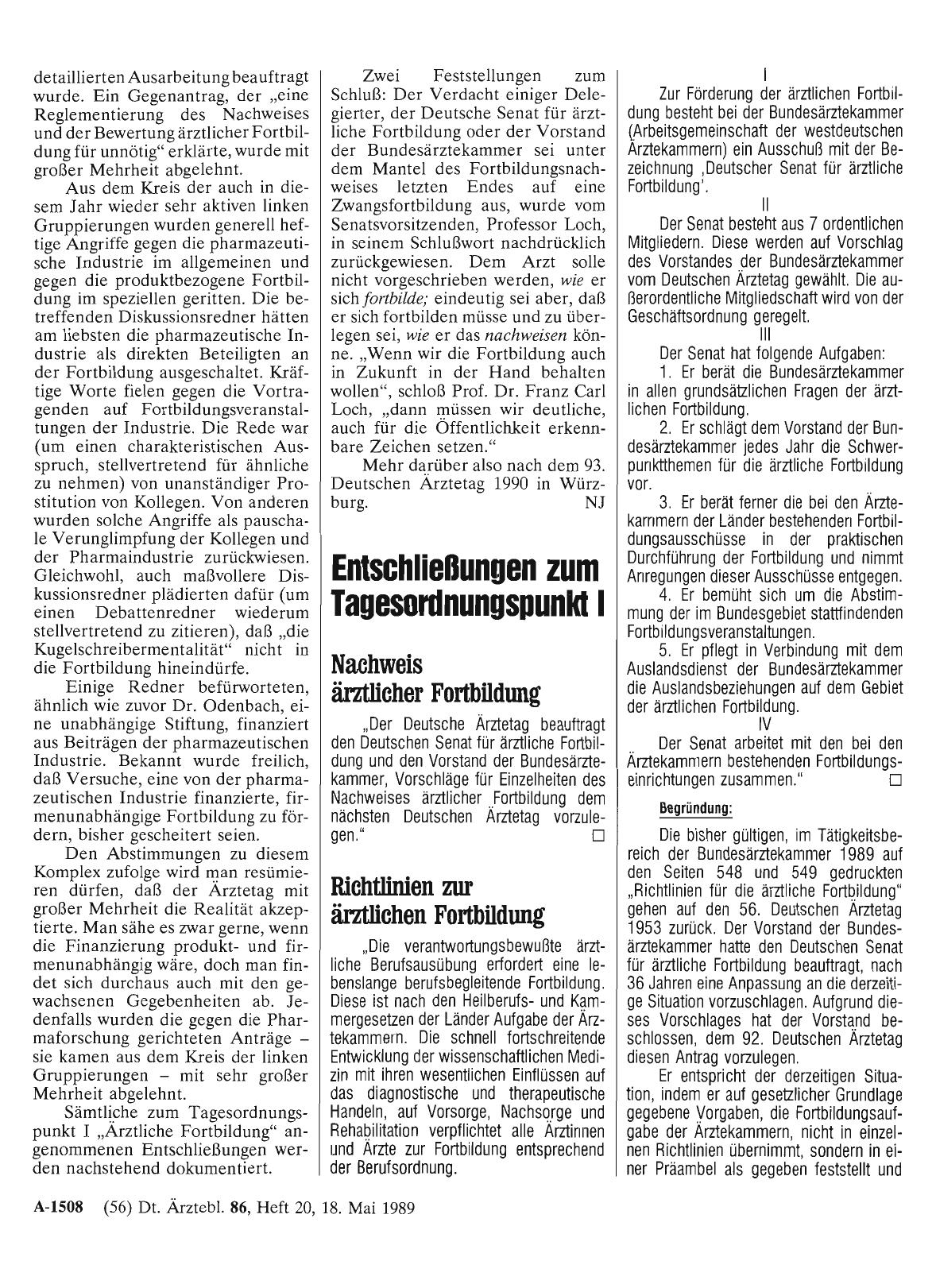 Vorschauseite 1: Entschließungen zum Tagesordnungspunkt I