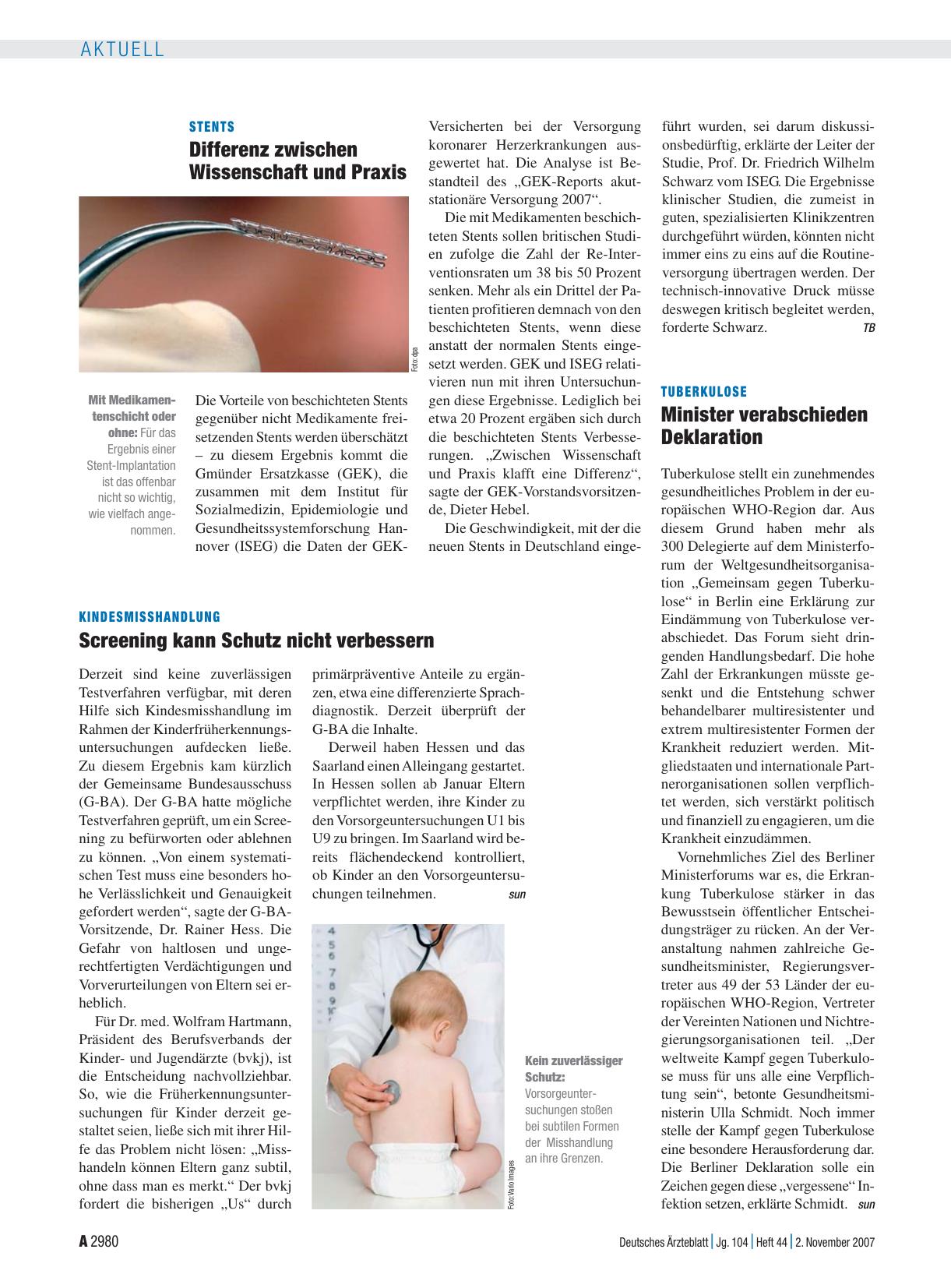Vorschauseite 1: Tuberkulose: Minister verabschieden Deklaration