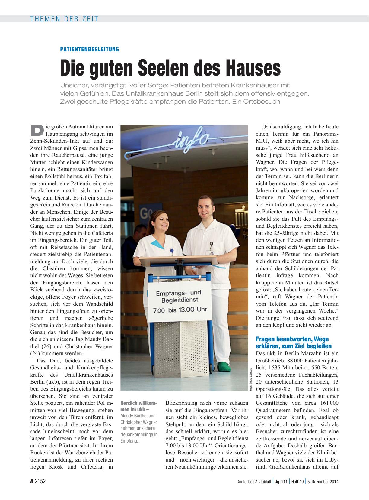 Vorschauseite 1: Patientenbegleitung: Die guten Seelen des Hauses
