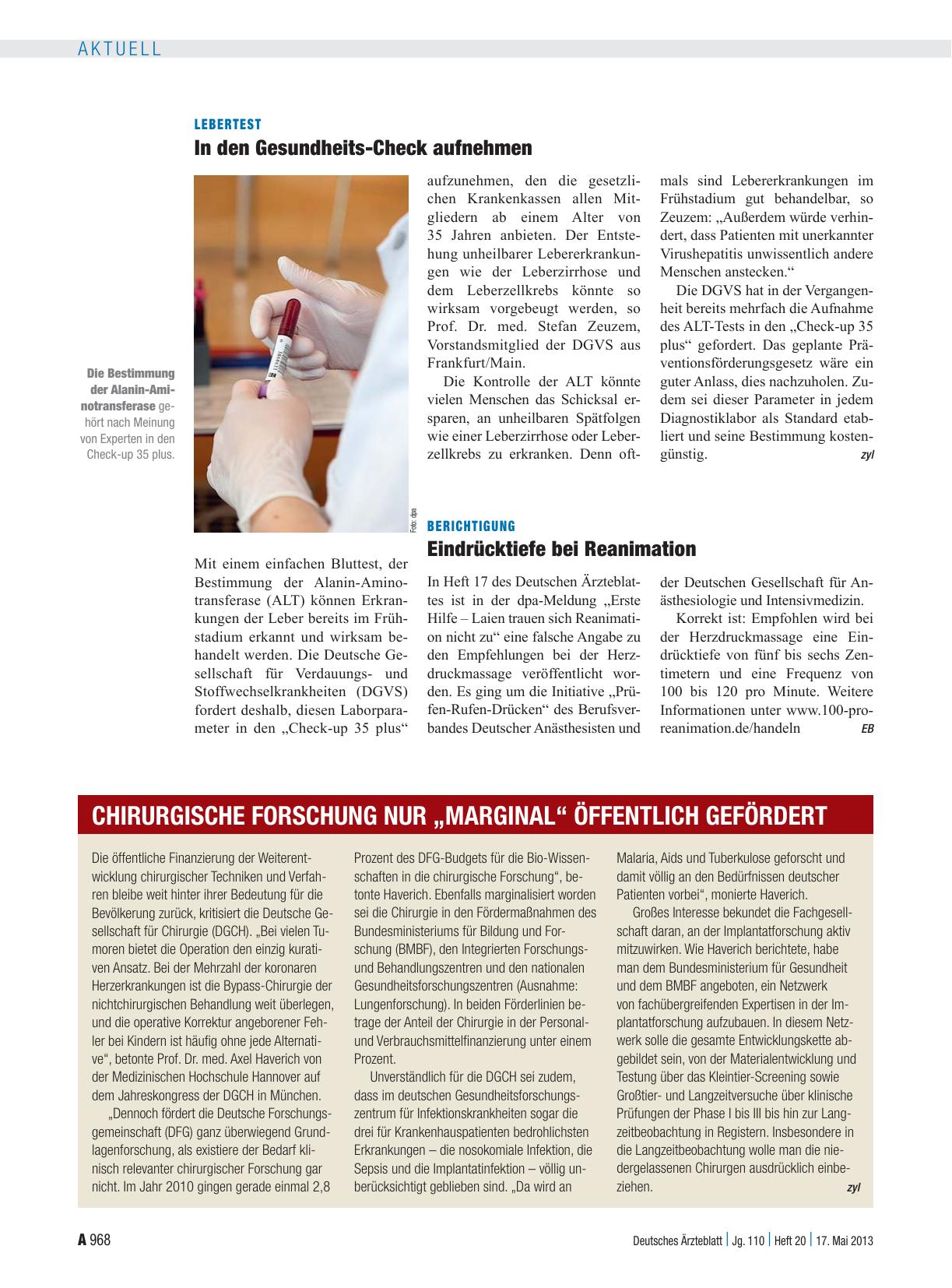 Vorschauseite 1: Berichtigung: Eindrücktiefe bei Reanimation
