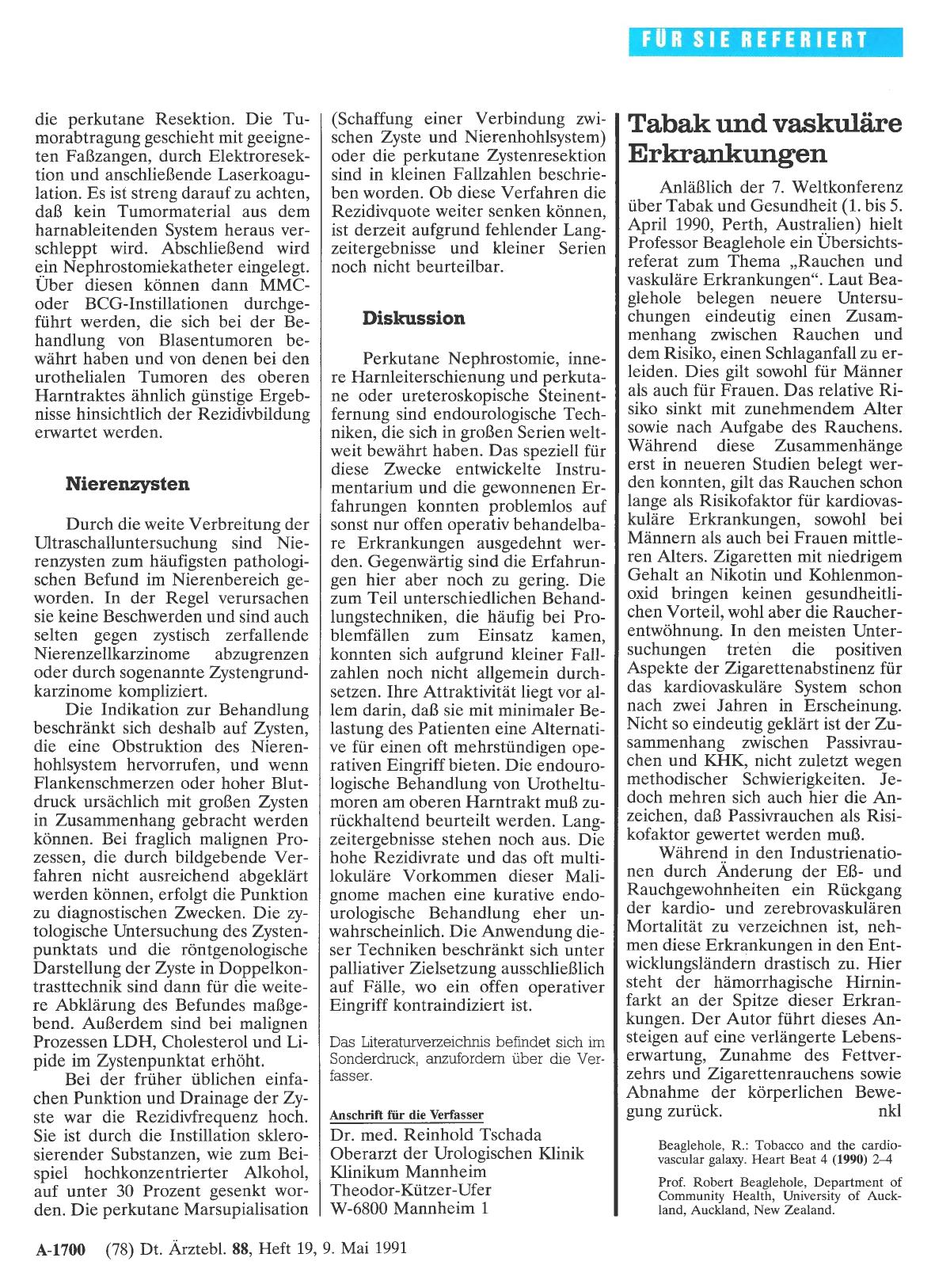 Vorschauseite 1: Tabak und vaskuläre Erkrankungen