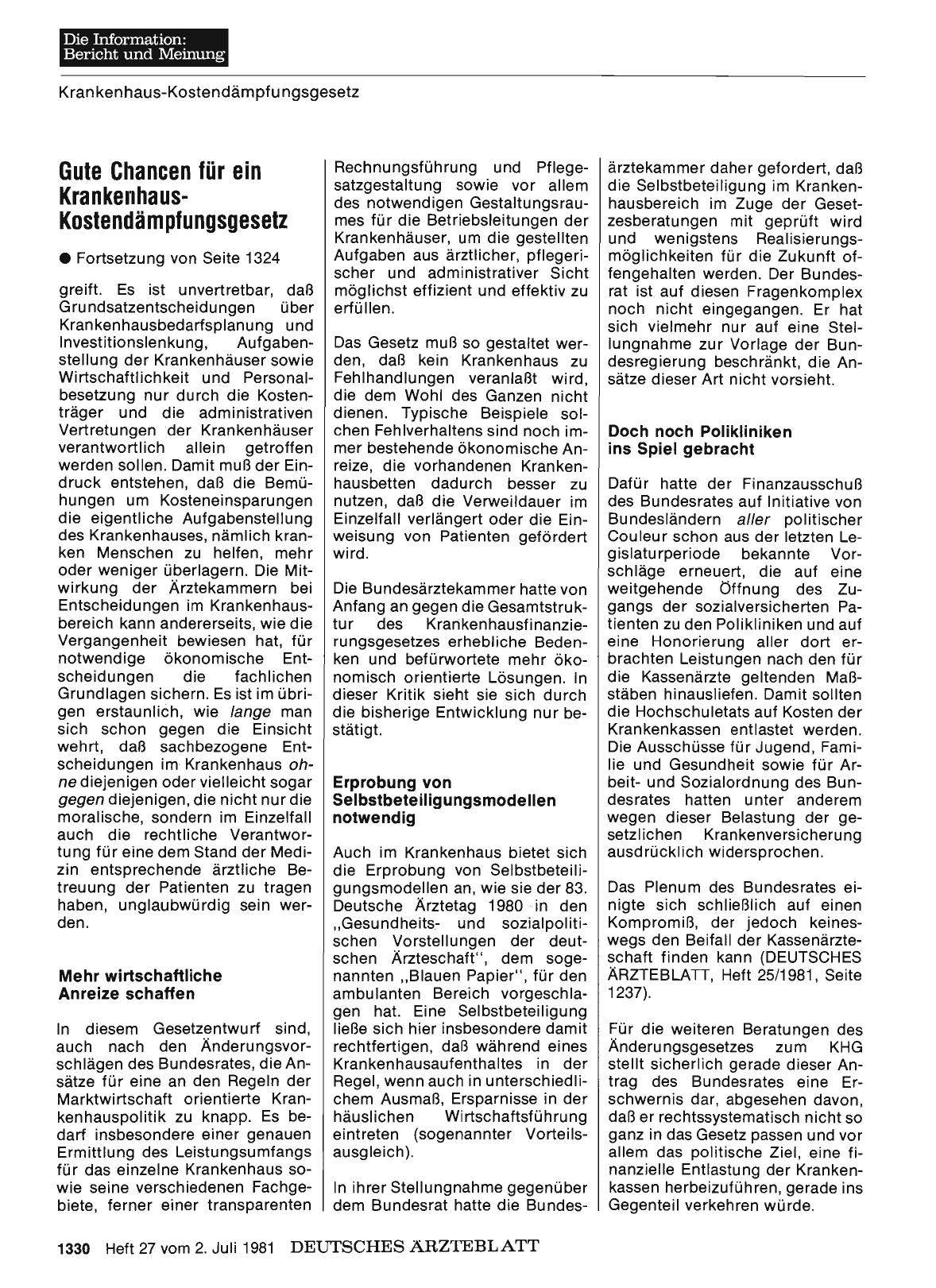Vorschauseite 1: Gute Chancen für ein Krankenhaus-Kostendämpfungsgesetz (Teil 2)