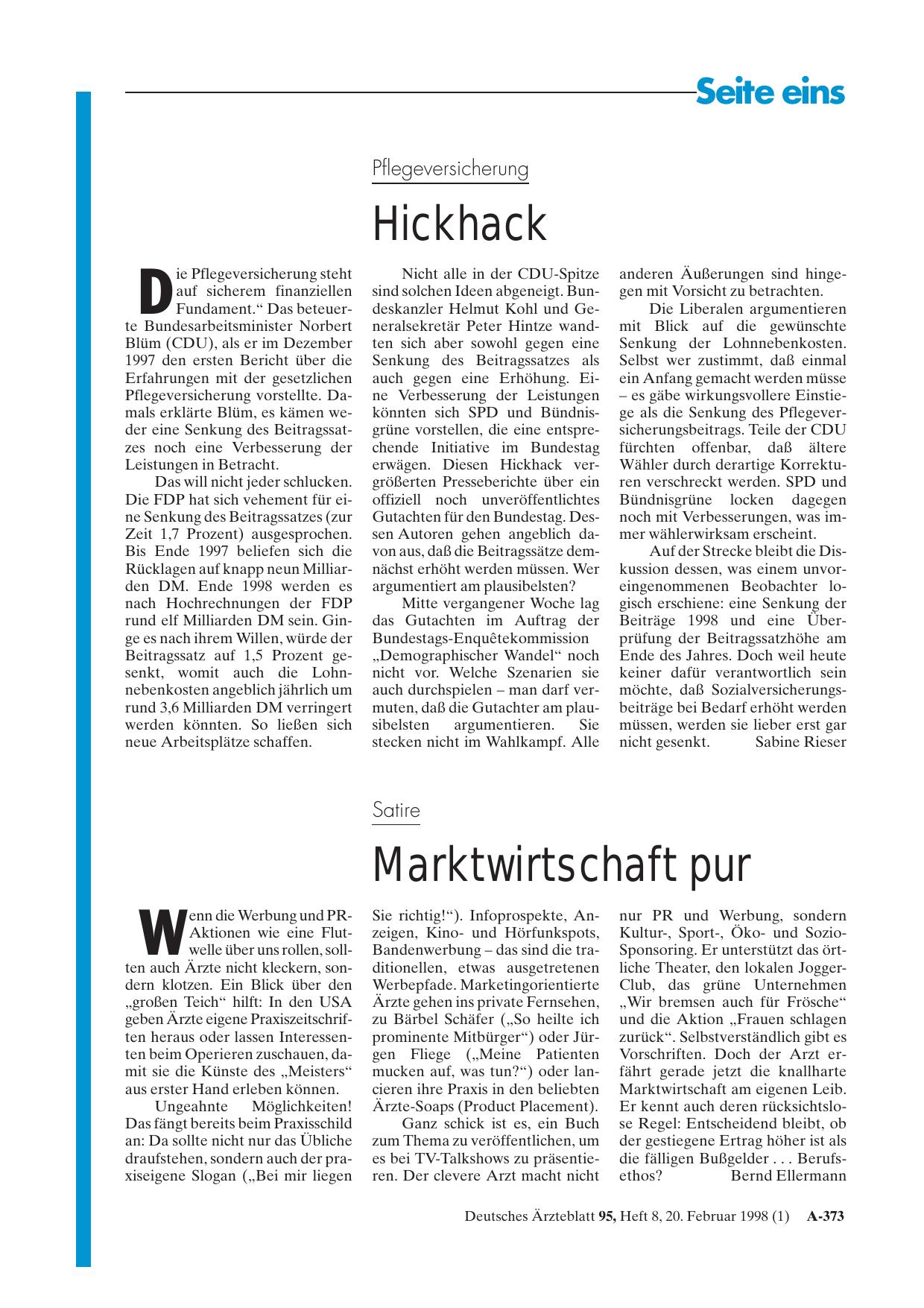 Vorschauseite 1: Satire: Marktwirtschaft pur