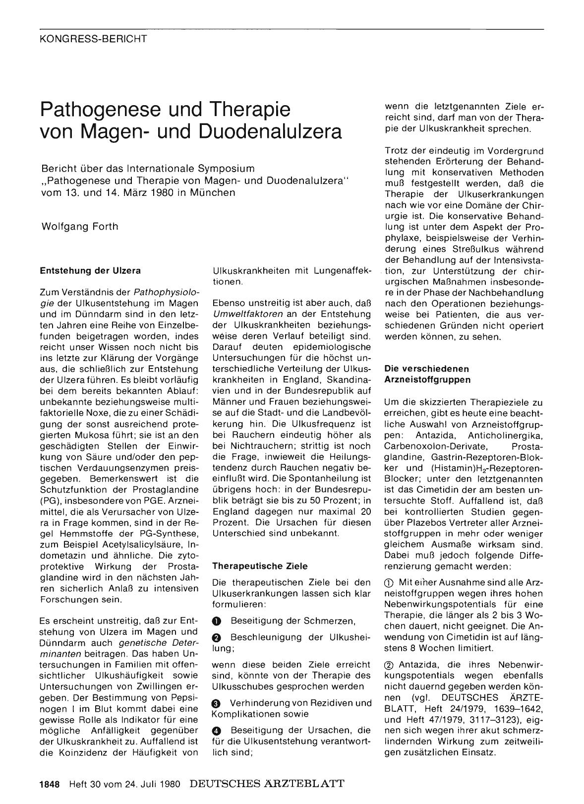 Vorschauseite 1: Pathogenese und Therapie von Magenund Duodenalulzera