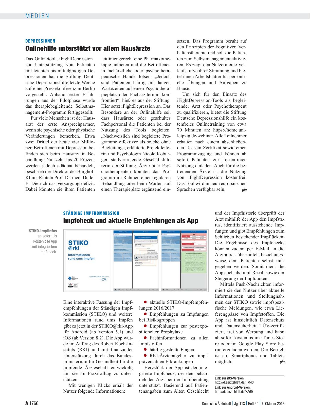 Vorschauseite 1: Depressionen: Onlinehilfe unterstützt vor allem Hausärzte