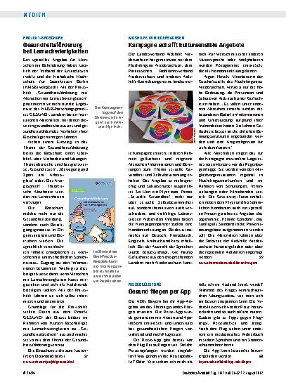 Vorschauseite 1: Projekt-Broschüre: Gesundheitsförderung bei Lernschwierigkeiten