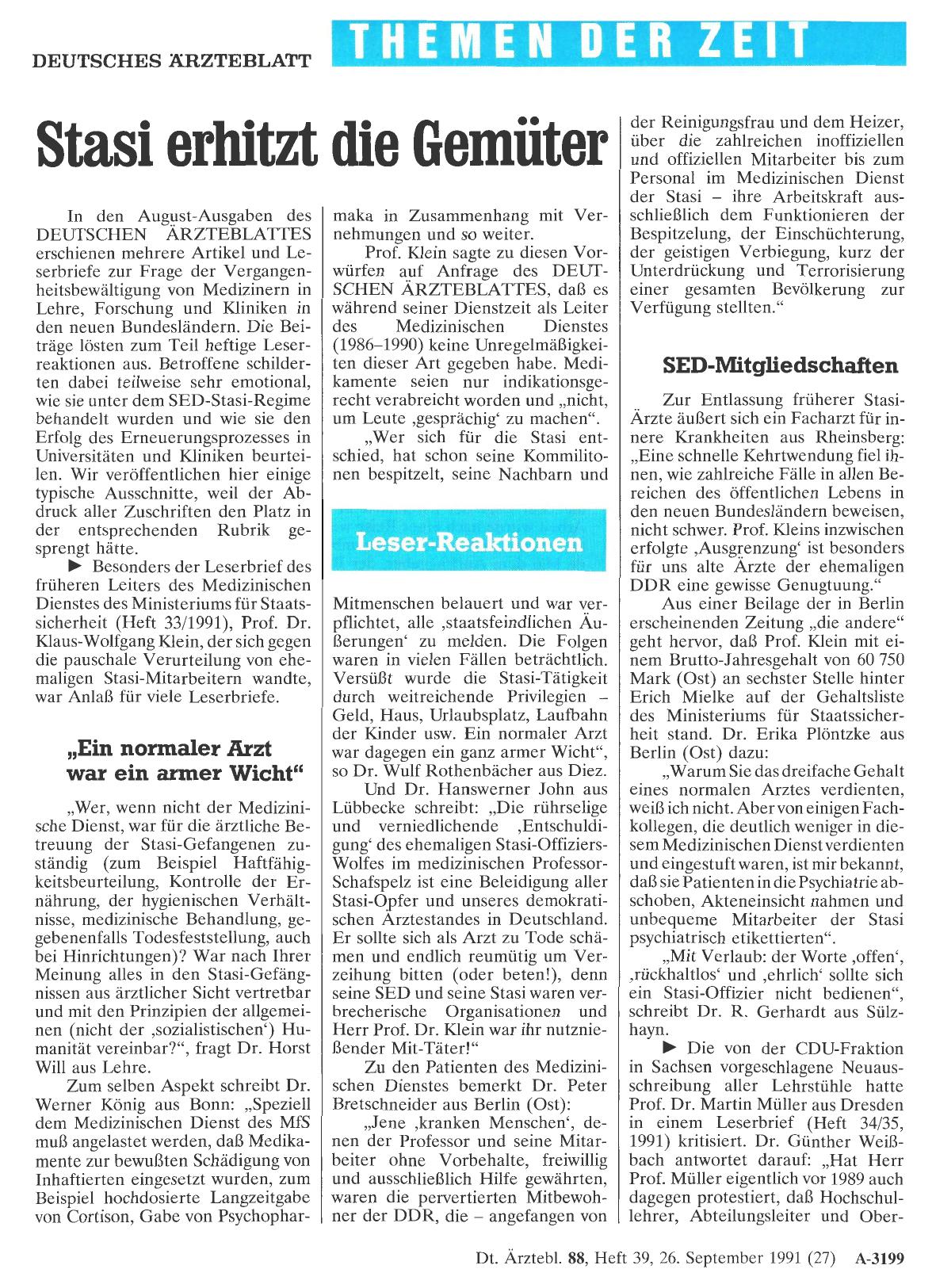 Vorschauseite 1: Stasi erhitzt die Gemüter