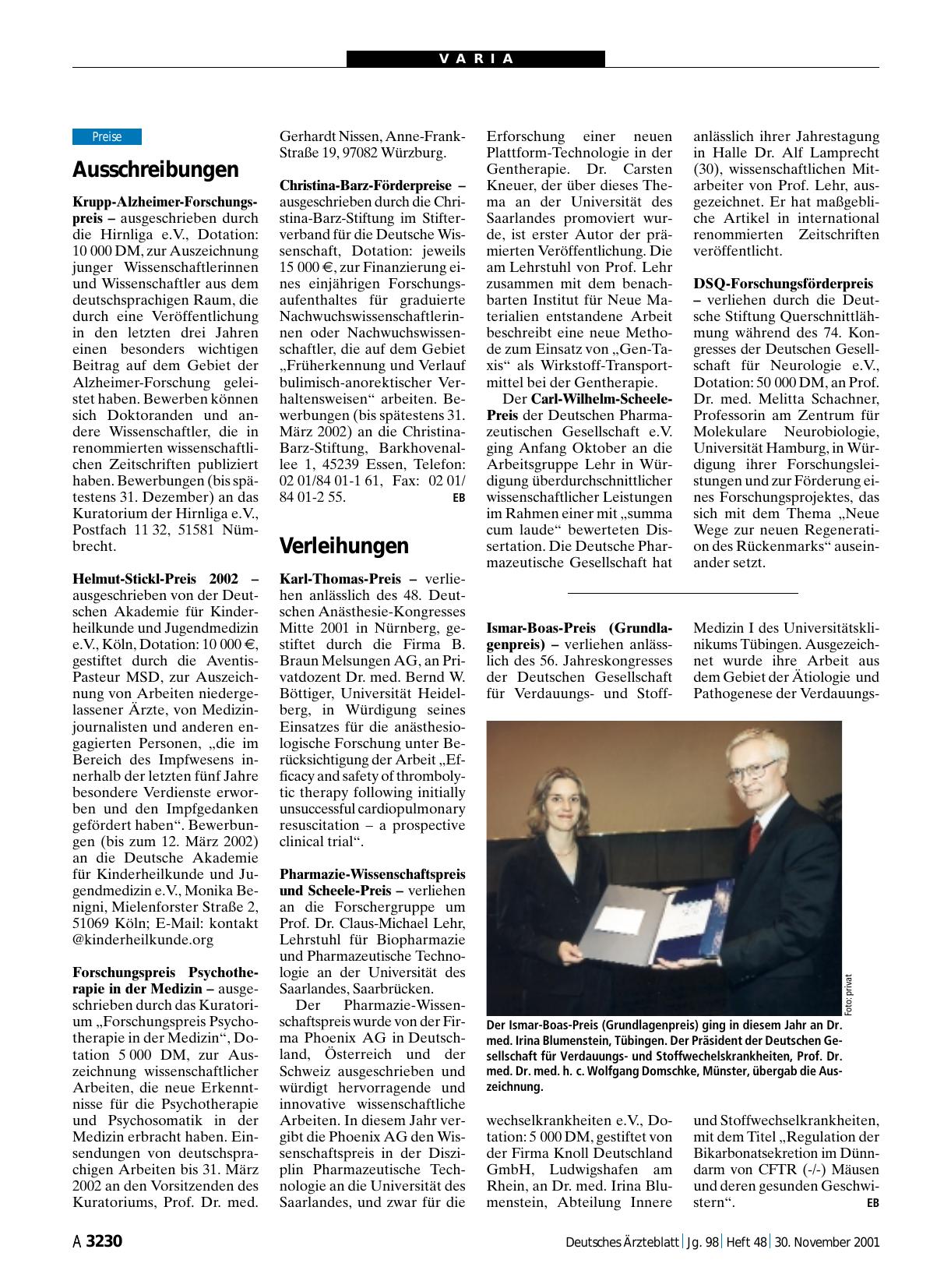 Vorschauseite 1: Ausschreibungen
