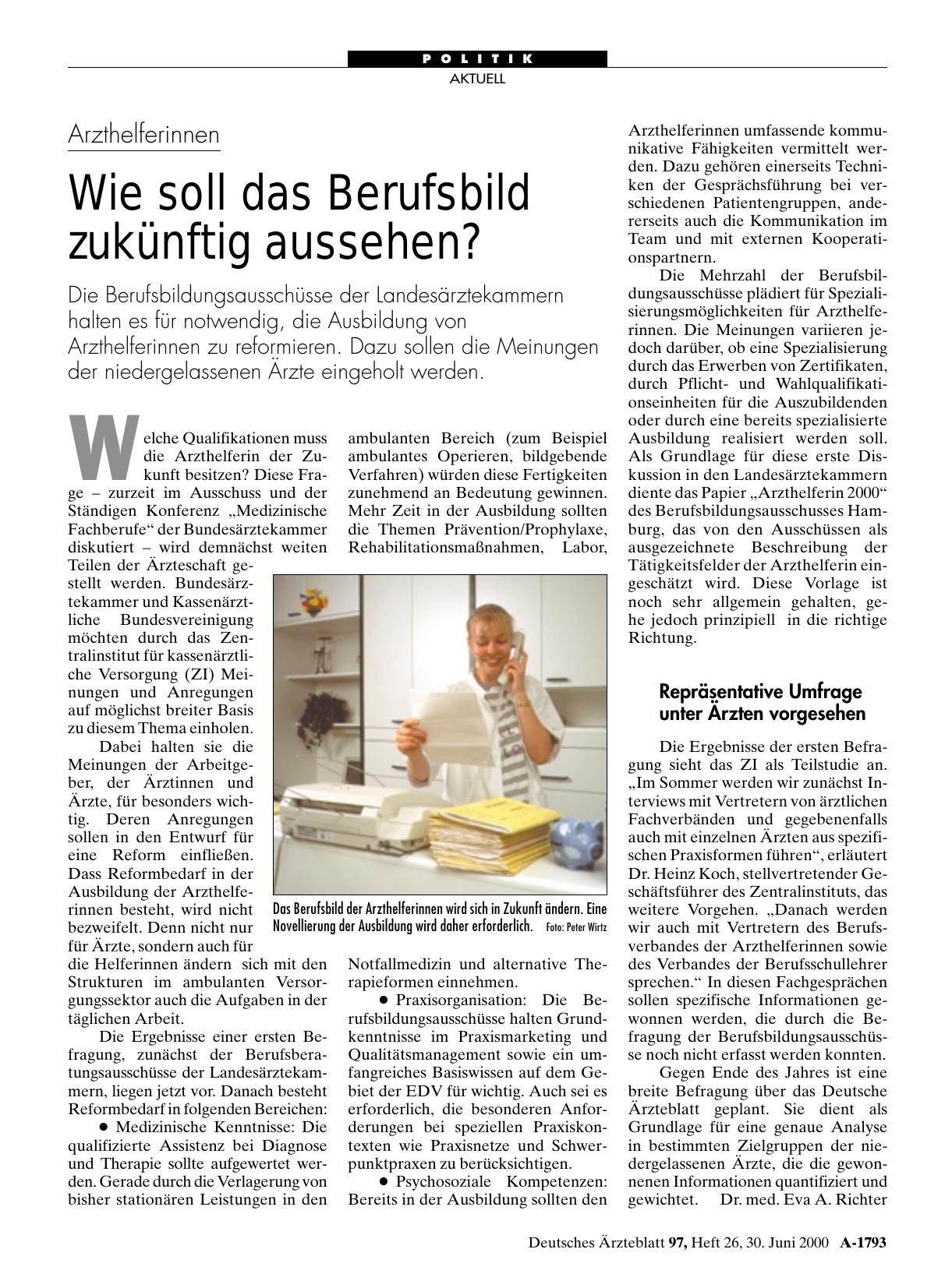 Vorschauseite 1: Arzthelferinnen: Wie soll das Berufsbild zukünftig aussehen?