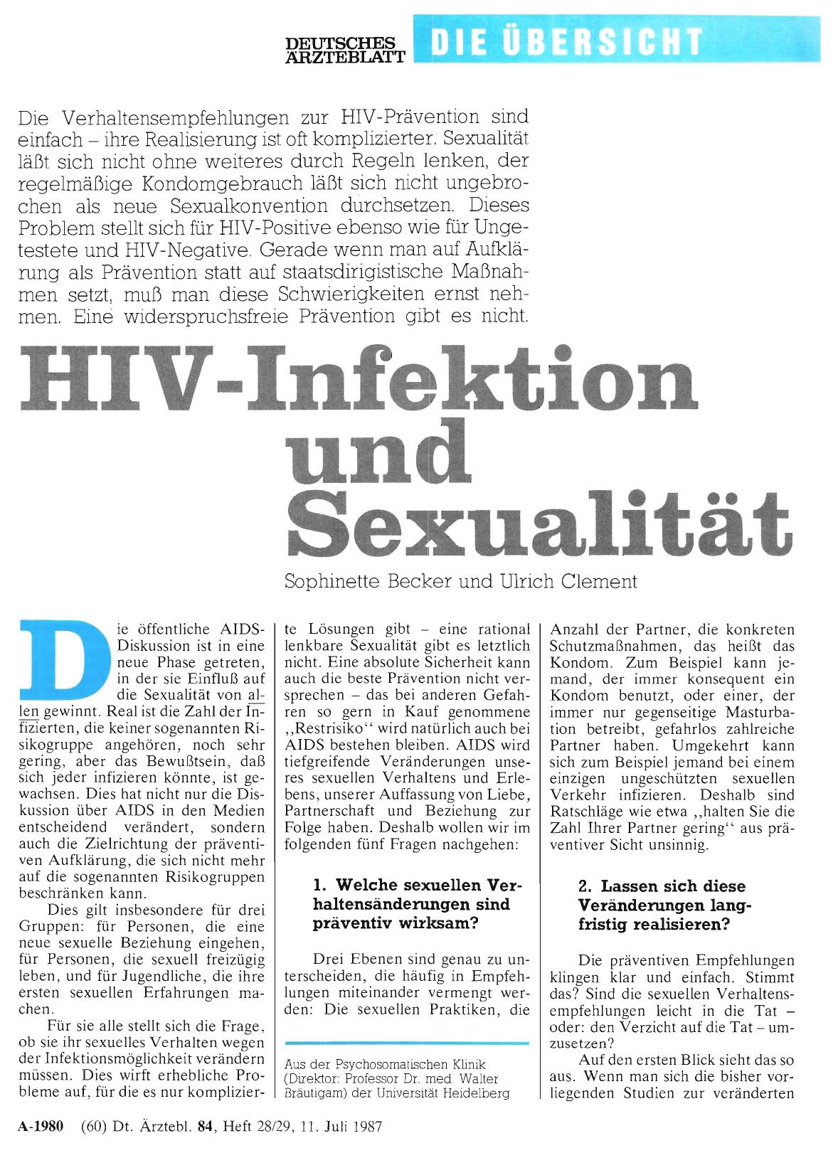 Vorschauseite 1: HIV-Infektion und Sexualität