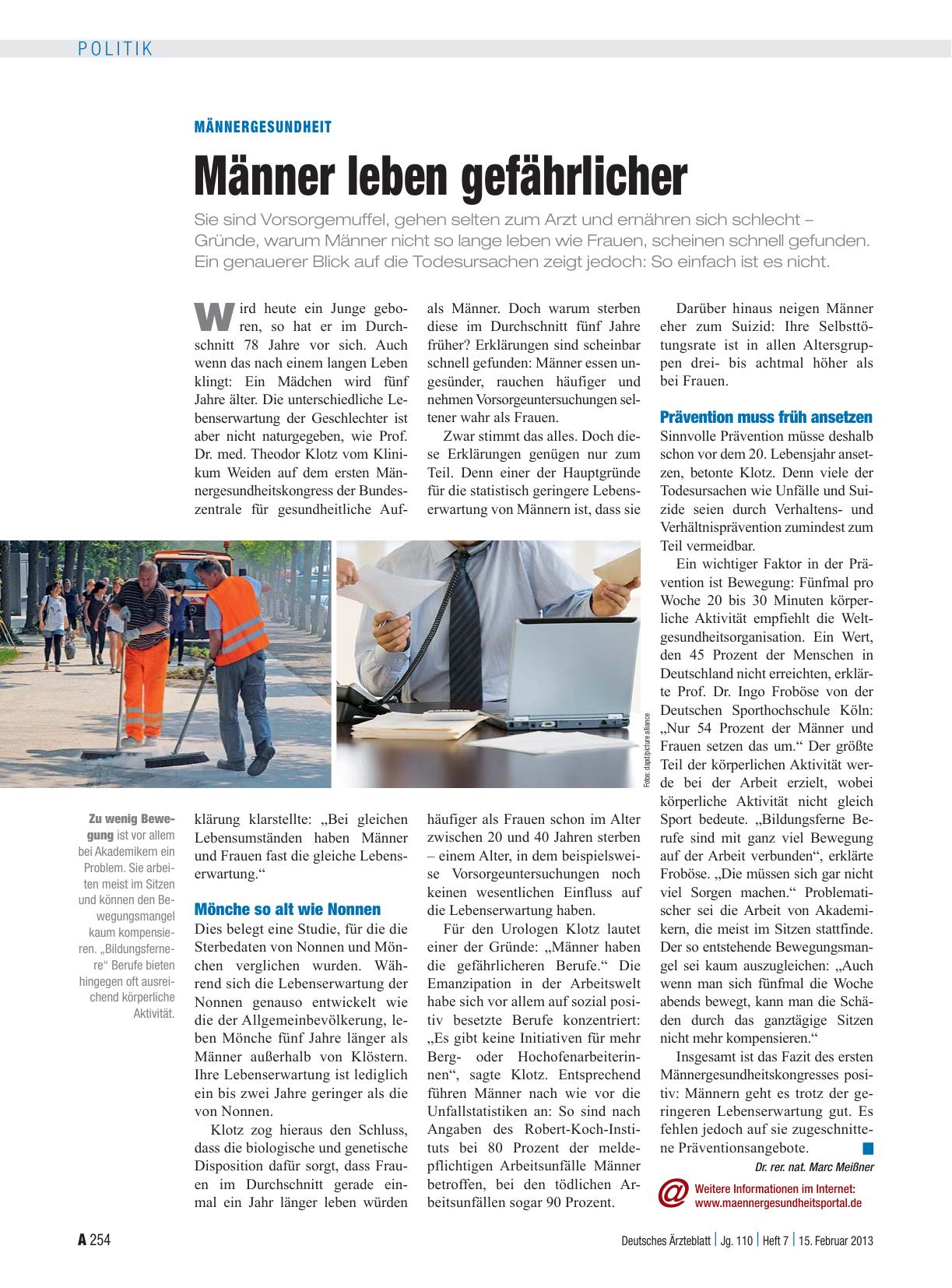 Vorschauseite 1: Männergesundheit: Männer leben gefährlicher