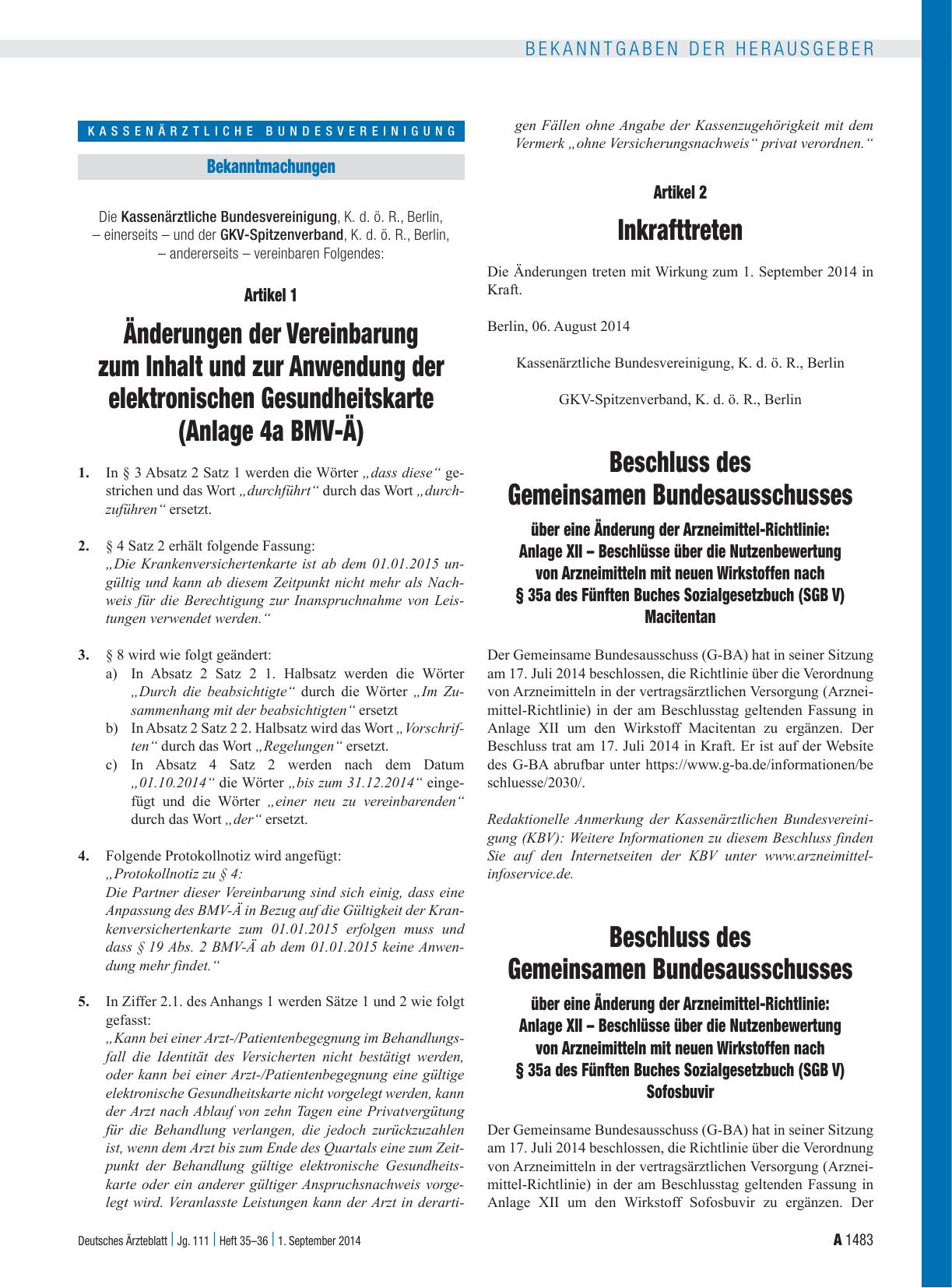 Vorschauseite 1: Beschluss des Gemeinsamen Bundesausschusses über eine Änderung der Arzneimittel-Richtlinie: Anlage XII – Beschlüsse über die Nutzenbewertung von Arzneimitteln mit neuen Wirkstoffe…