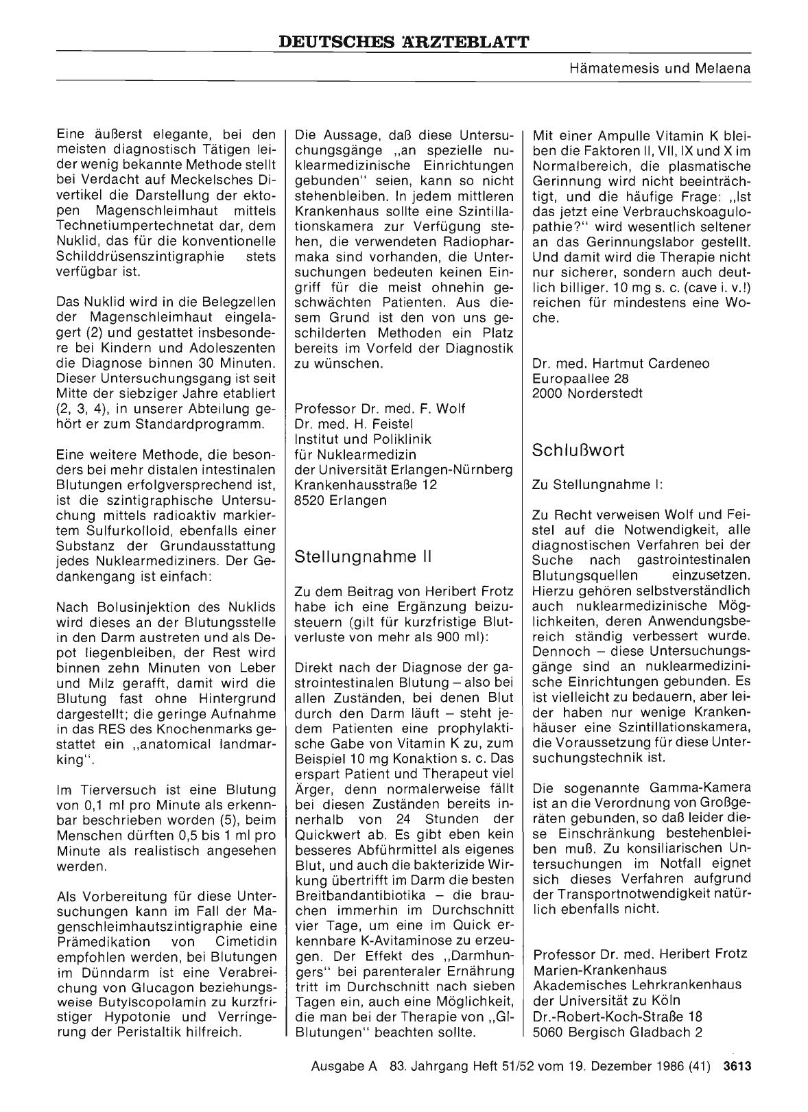 Vorschauseite 1: Hämatemesis und Melaena: Schlußwort