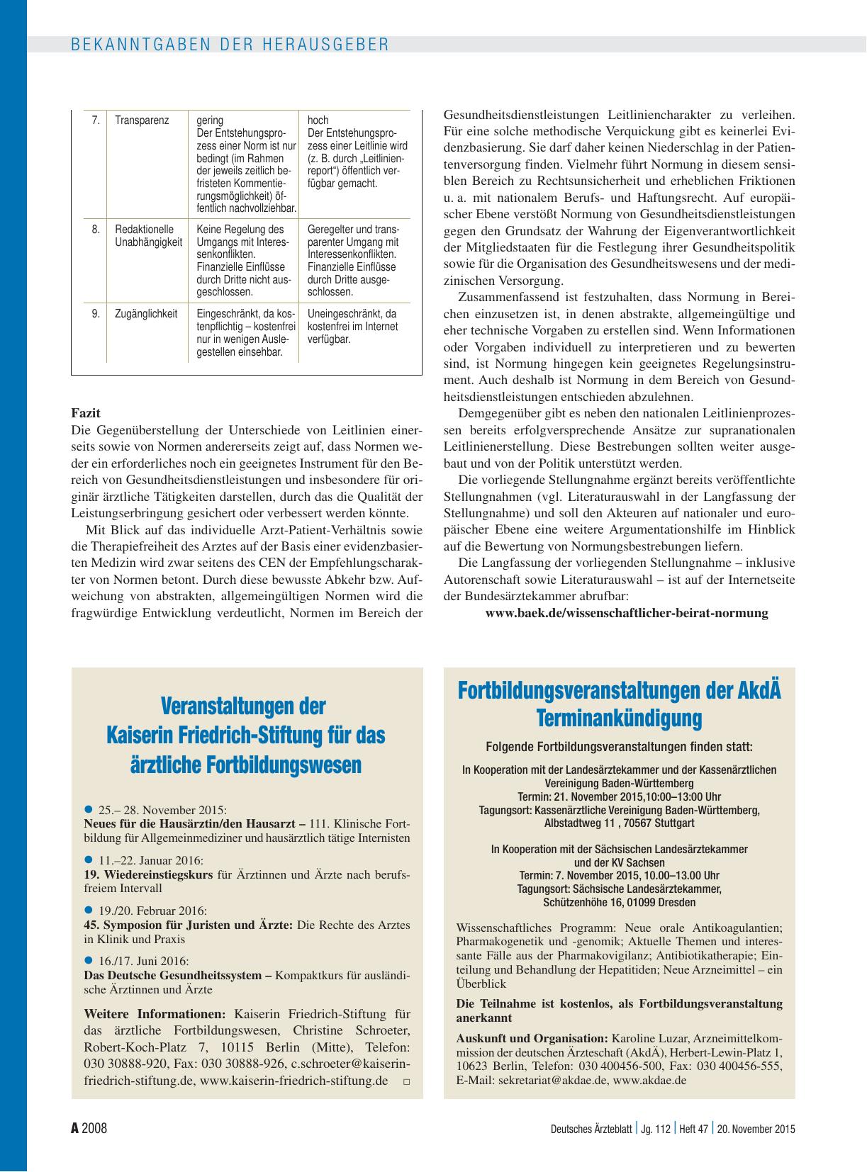 Vorschauseite 1: Veranstaltungen der Kaiserin Friedrich-Stiftung für das ärztliche Fortbildungswesen
