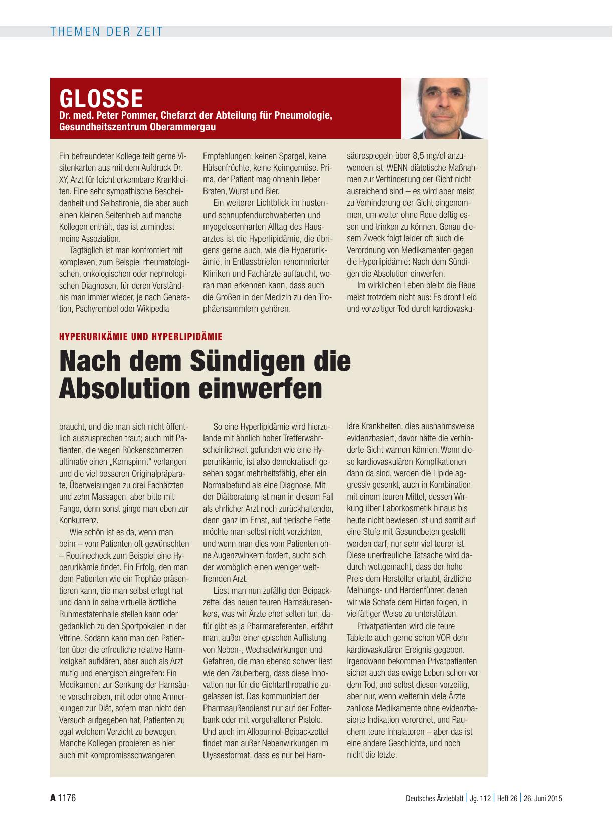 Vorschauseite 1: Hyperurikämie und Hyperlipidämie: Nach dem Sündigen die Absolution einwerfen