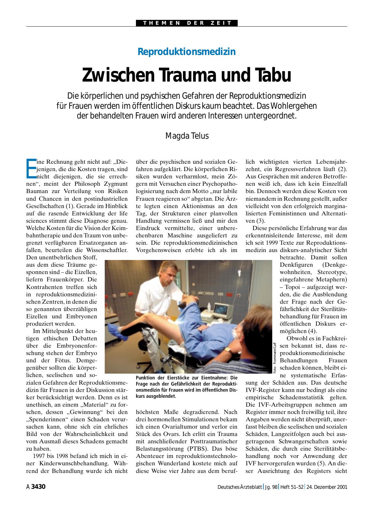 Vorschauseite 1: Reproduktionsmedizin: Zwischen Trauma und Tabu