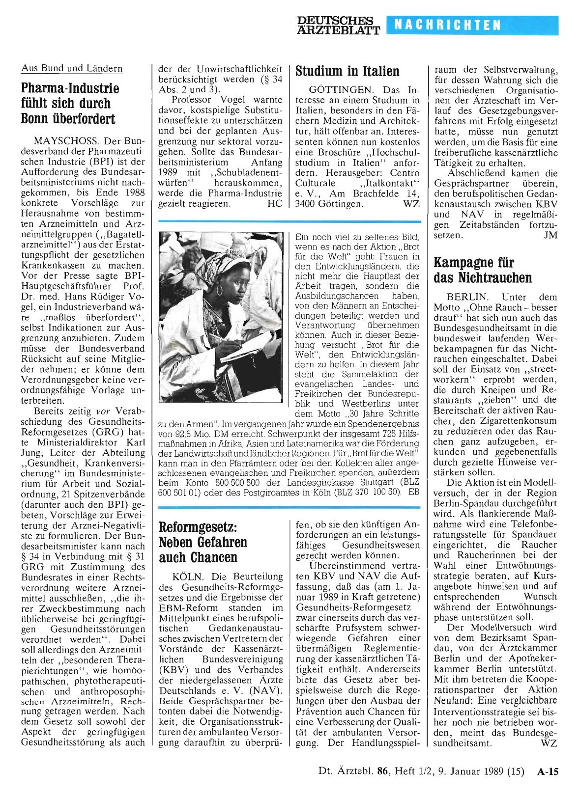 Vorschauseite 1: Kampagne für das Nichtrauchen