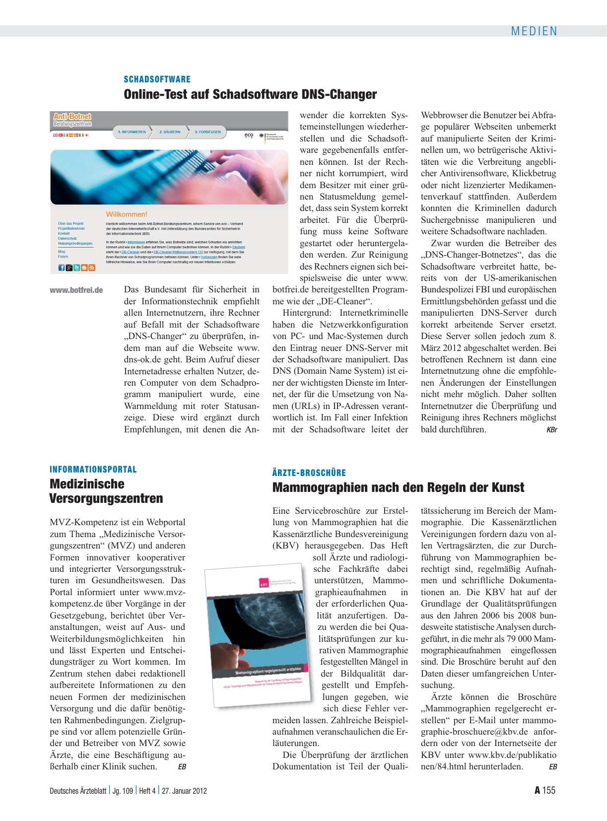 Vorschauseite 1: Ärzte-Broschüre: Mammographien nach den Regeln der Kunst