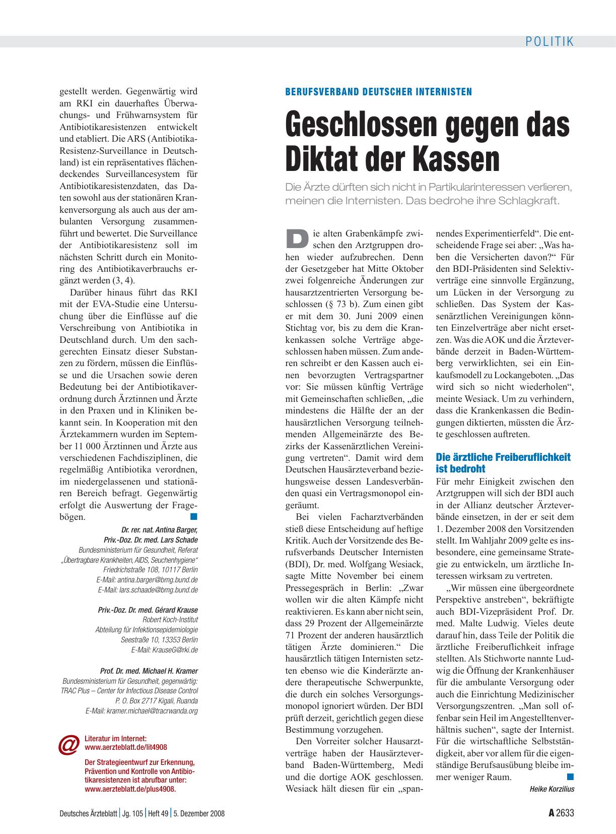 Vorschauseite 1: Berufsverband Deutscher Internisten: Geschlossen gegen das Diktat der Kassen