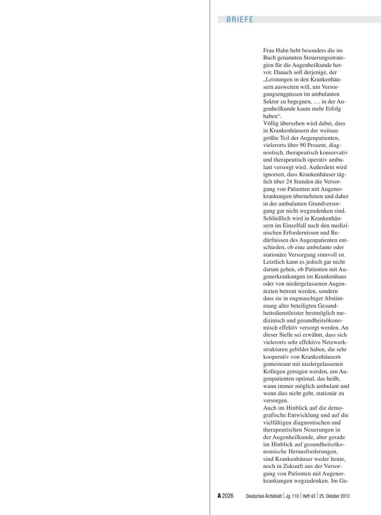 Vorschauseite 2: Augenheilkunde: Krankenhäuser haben Schlüsselstellung