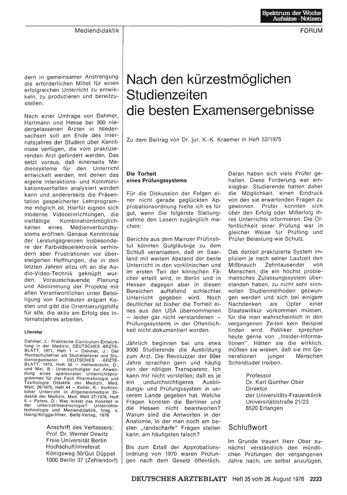 Vorschauseite 1: Nach den kürzestmöglichen Studienzeiten die besten Examensergebnisse: Schlußwort