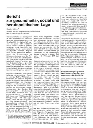Vorschauseite 1: Bericht zur gesundheits-, sozial und berufspolitischen Lage
