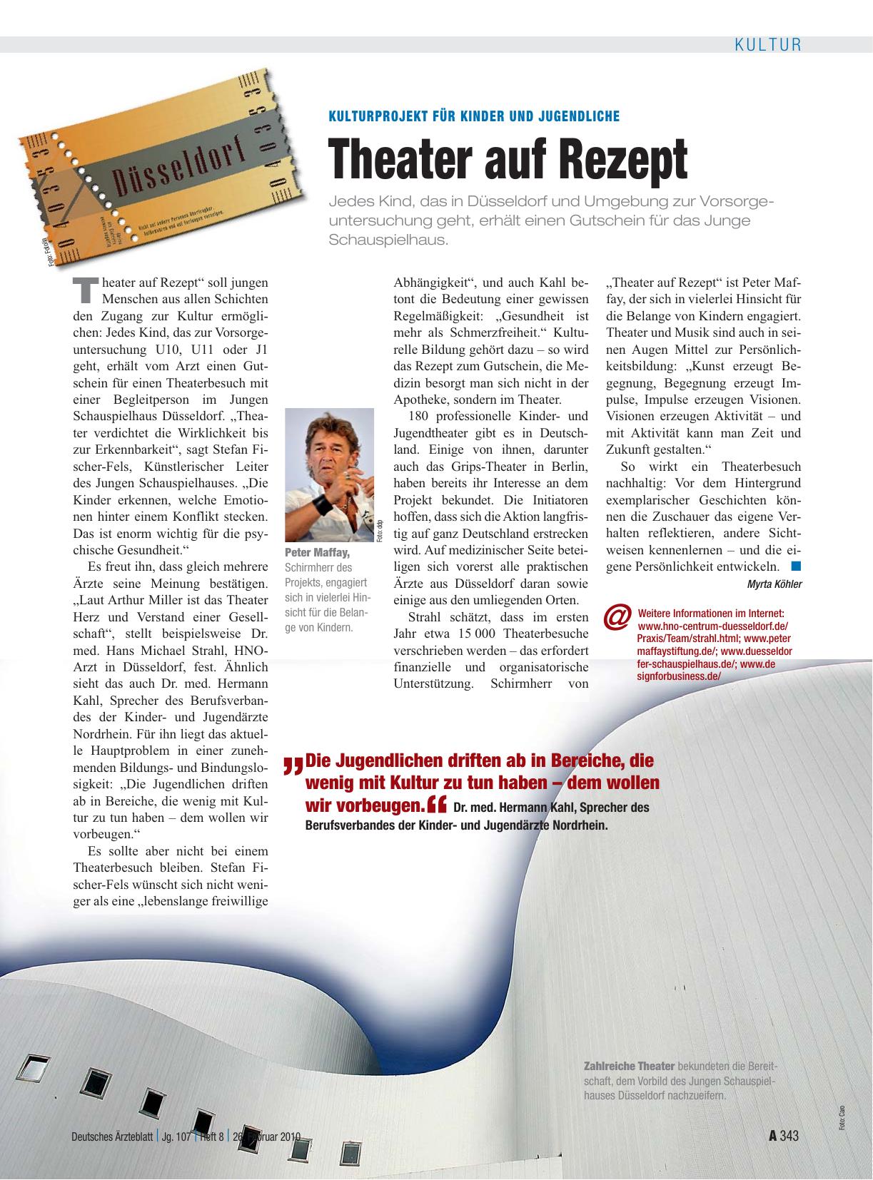 Vorschauseite 1: Kulturprojekt für Kinder und Jugendliche: Theater auf Rezept