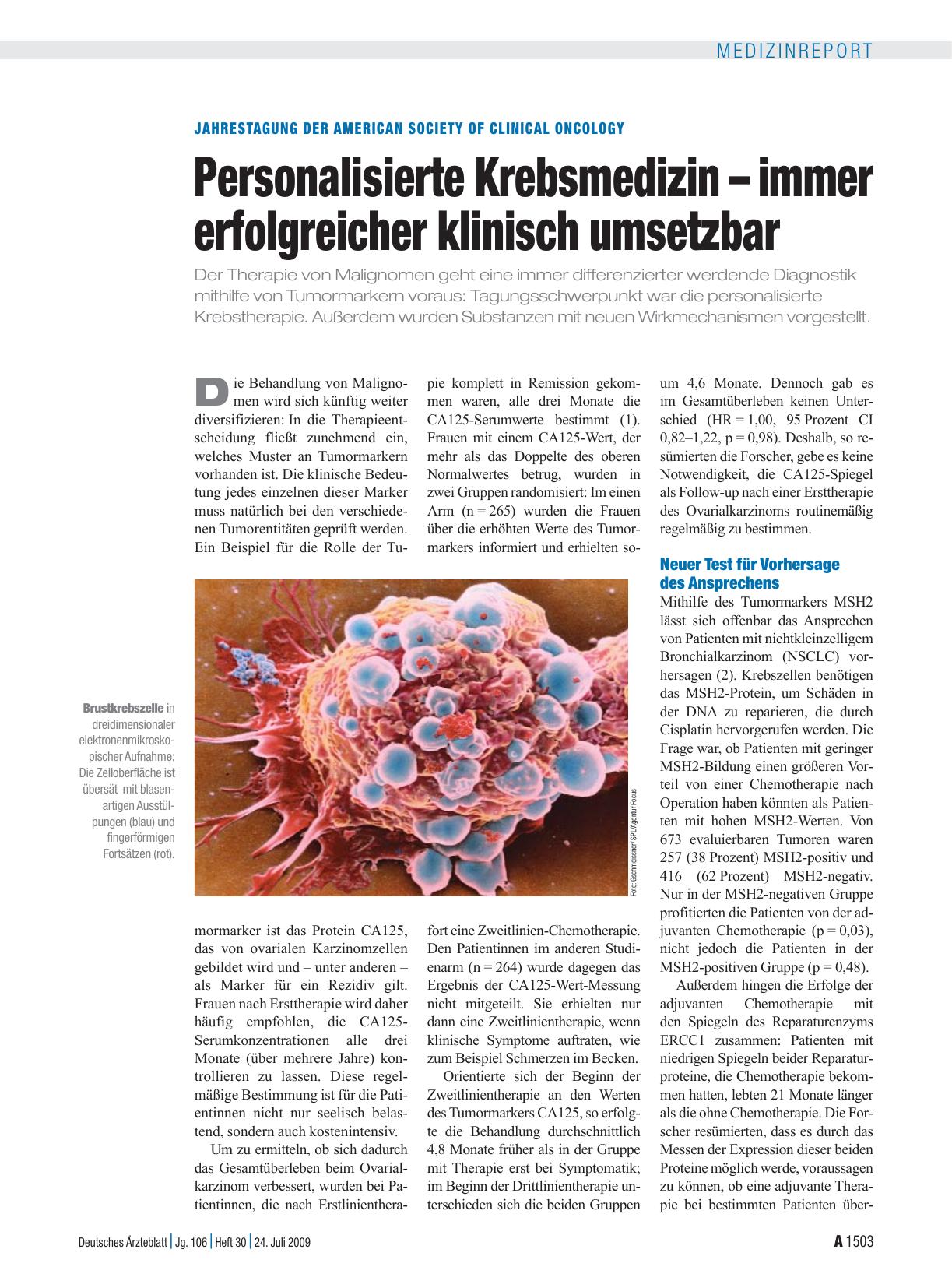 Vorschauseite 1: Jahrestagung der American Society of Clinical Oncology: Personalisierte Krebsmedizin – immer erfolgreicher klinisch umsetzbar