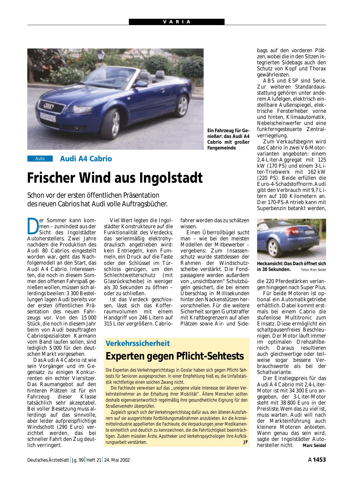 Vorschauseite 1: Verkehrssicherheit: Experten gegen Pflicht-Sehtests