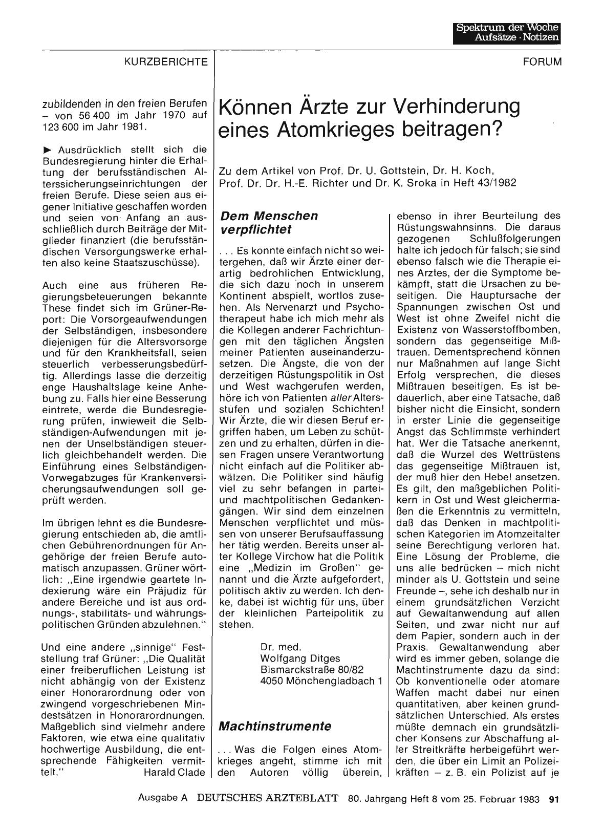 Vorschauseite 1: Können Arzte zur Verhinderung eines Atomkrieges beitragen? : Machtinstrumente